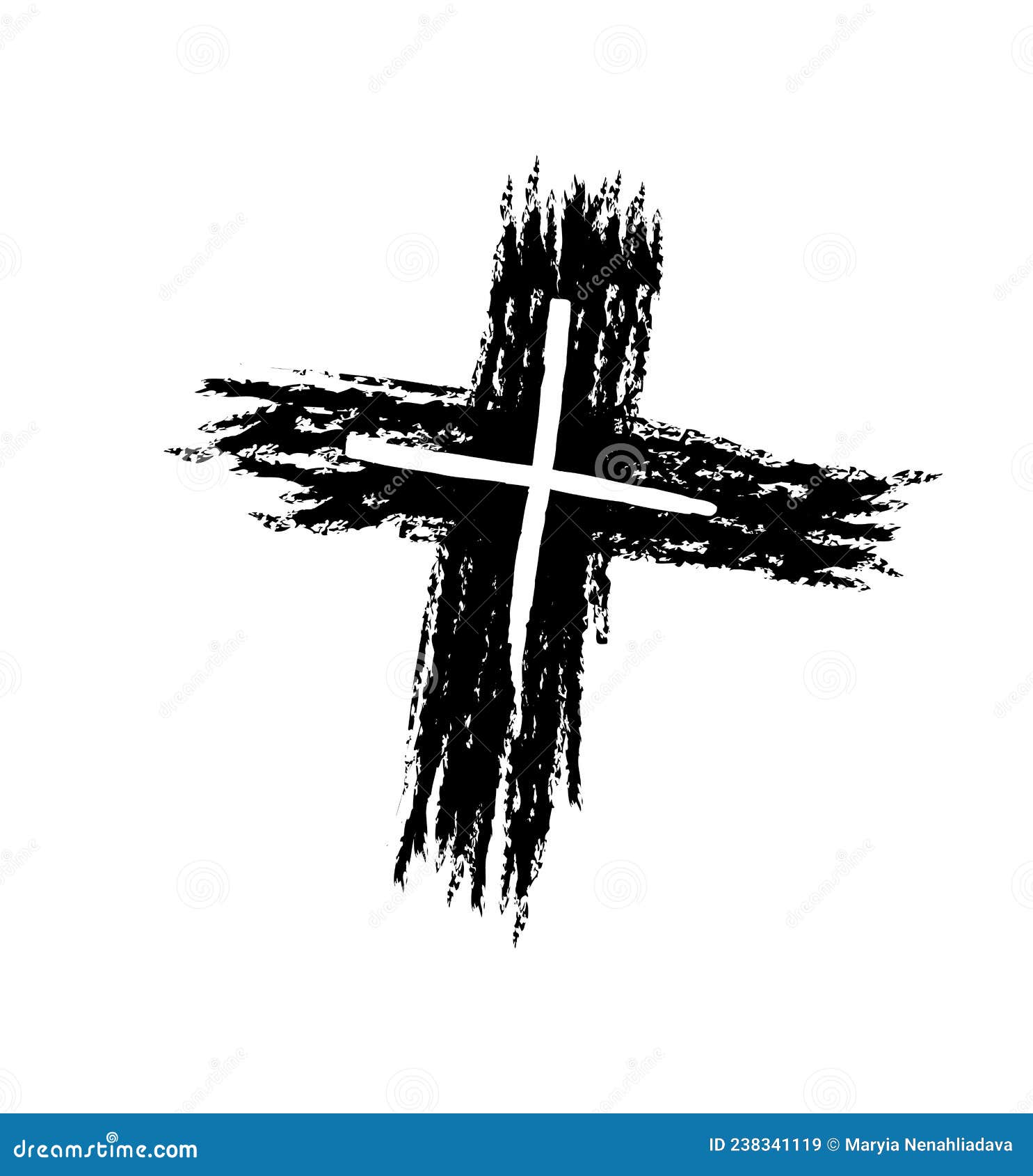 Hand Drawn Black Grunge Cross Icon, Simple Christian Cross Sign, Hand ...