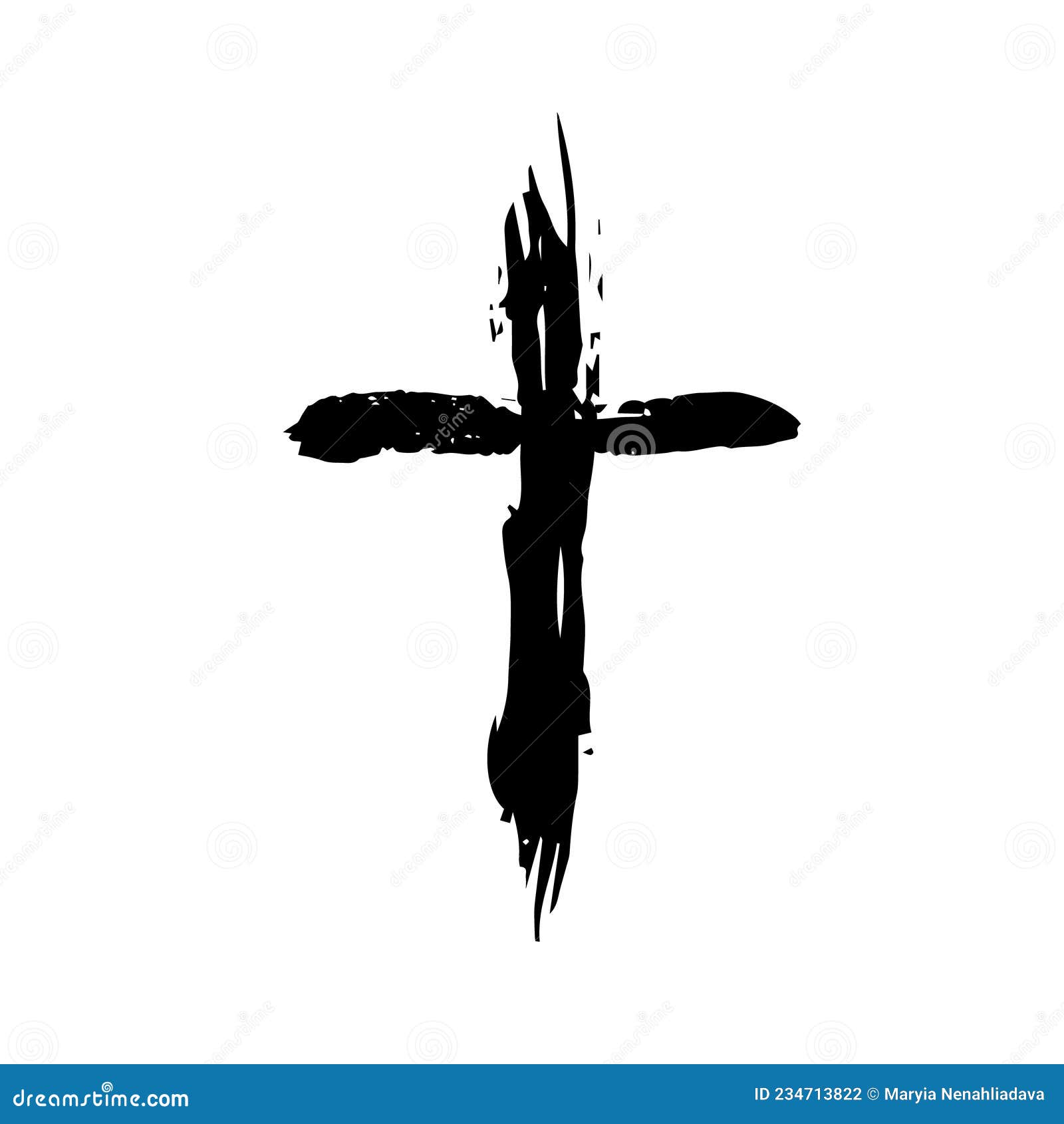 Hand Drawn Black Grunge Cross Icon, Simple Christian Cross Sign, Hand ...