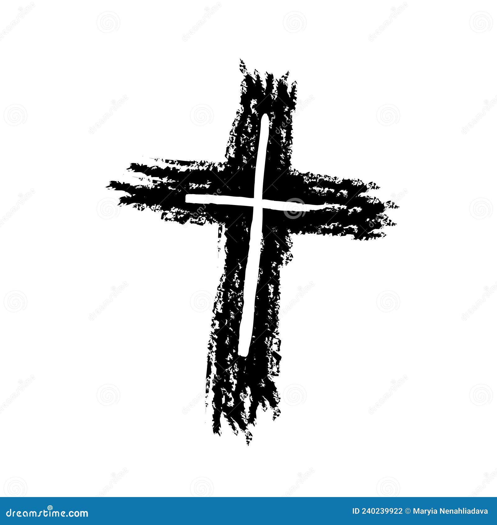 Hand Drawn Black Grunge Cross Icon, Simple Christian Cross Sign, Hand ...