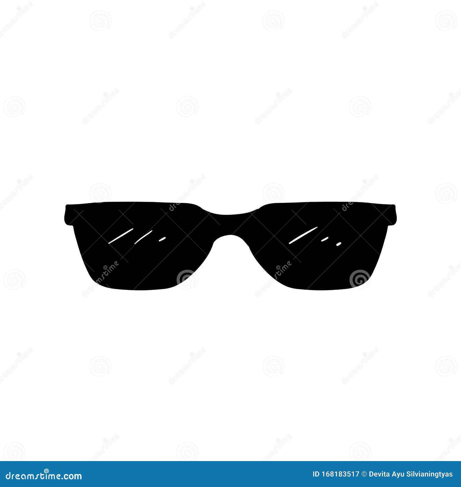 hand drawn black sun glasses illustration with doodle cartoon