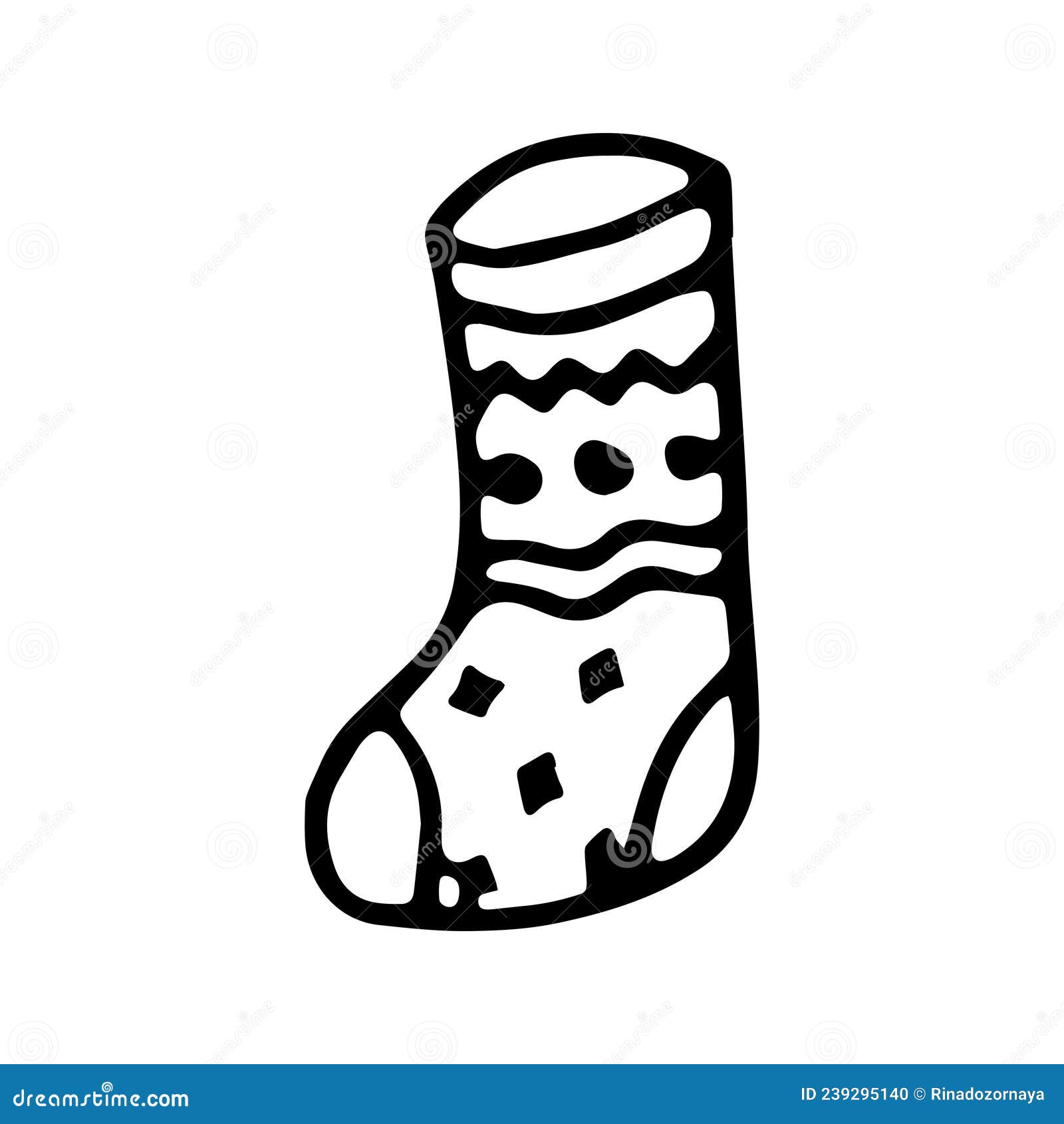 Hand Drawn Black and White Doodle Sketch Sock Illustration Stock Vector ...