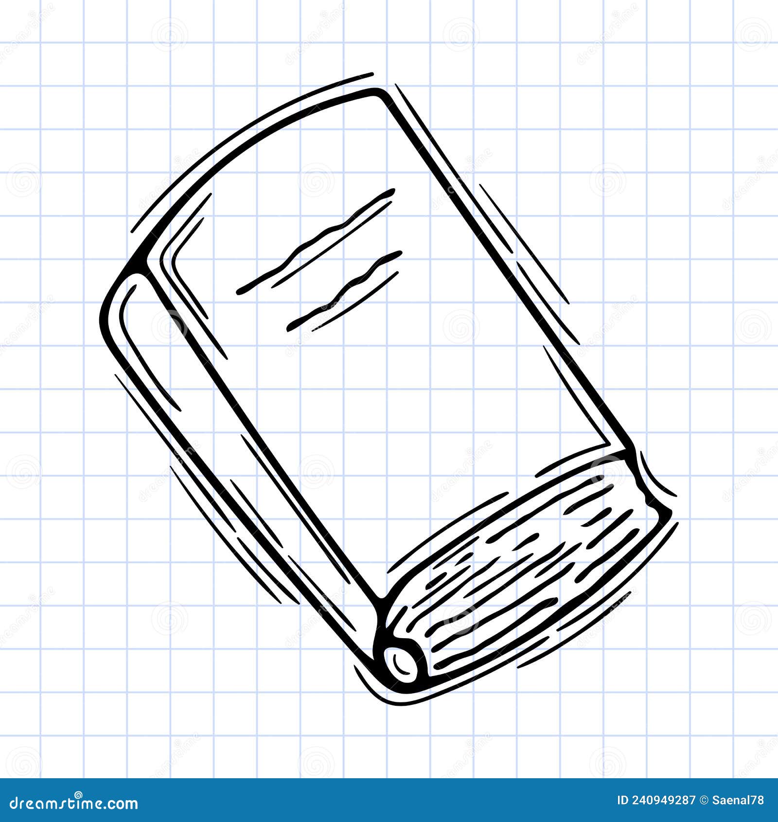 Hand Drawn Book. Outline Icon. Sketch Style Stock Vector Illustration