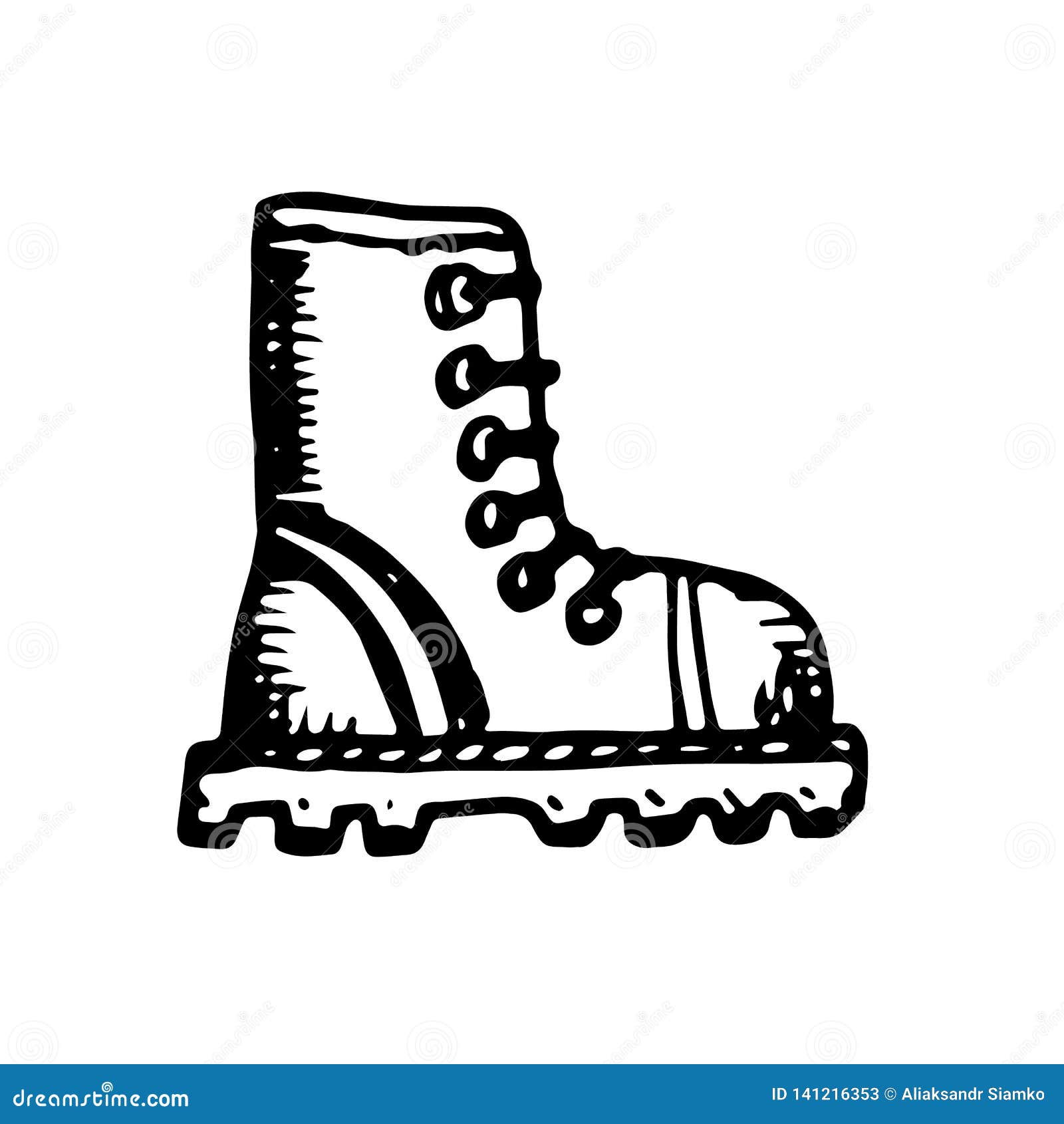 Hand Drawn Boot Doodle. Sketch Style Icon. Military Decoration Element ...