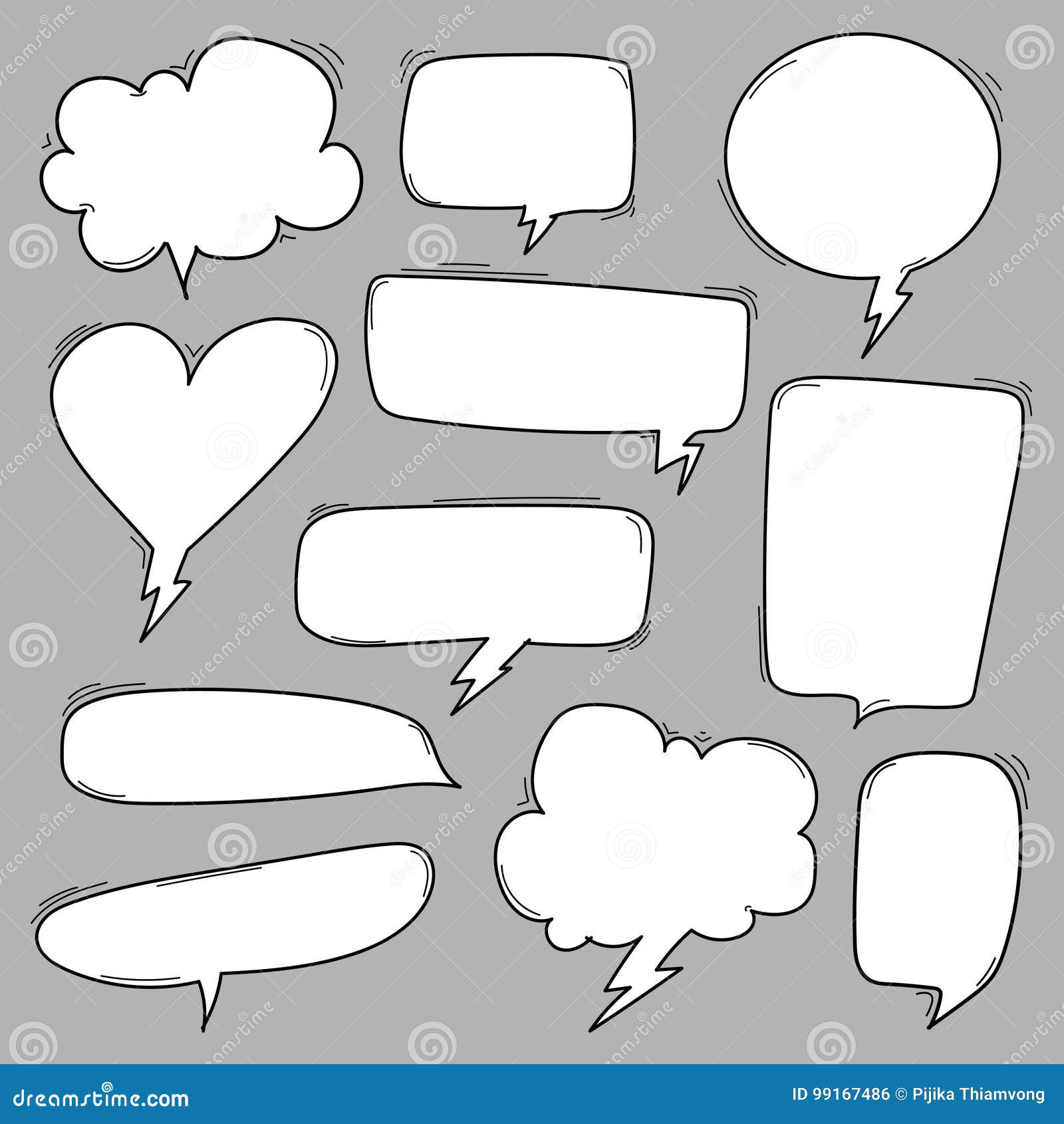 Hand Drawn Bubbles Set. stock vector. Illustration of label 99167486