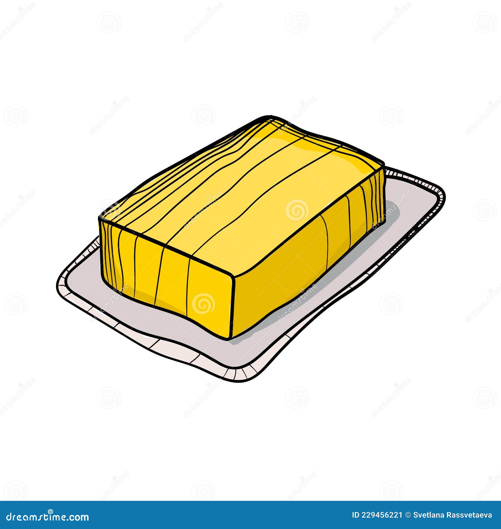 Hand Drawn Butter on a White Background. Stock Vector Illustration of