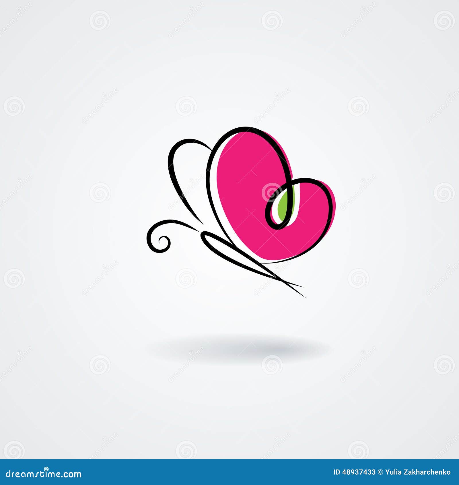 Download Hand-drawn Butterfly With A Heart S Shape Wings Stock ...