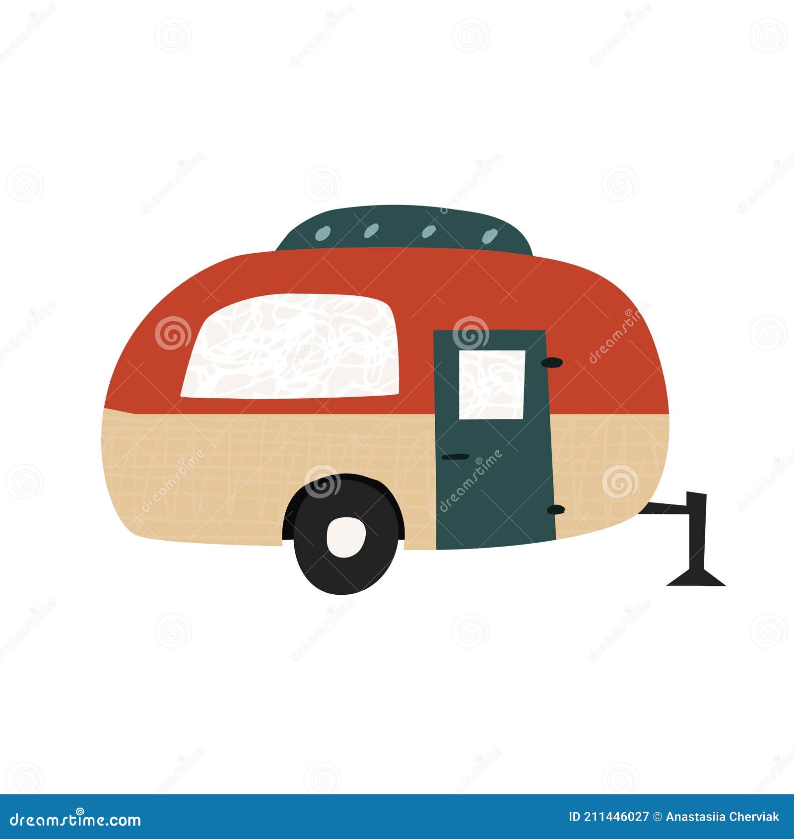 Hand Drawn Camper Trailer Isolated on White Background. Stock Vector ...