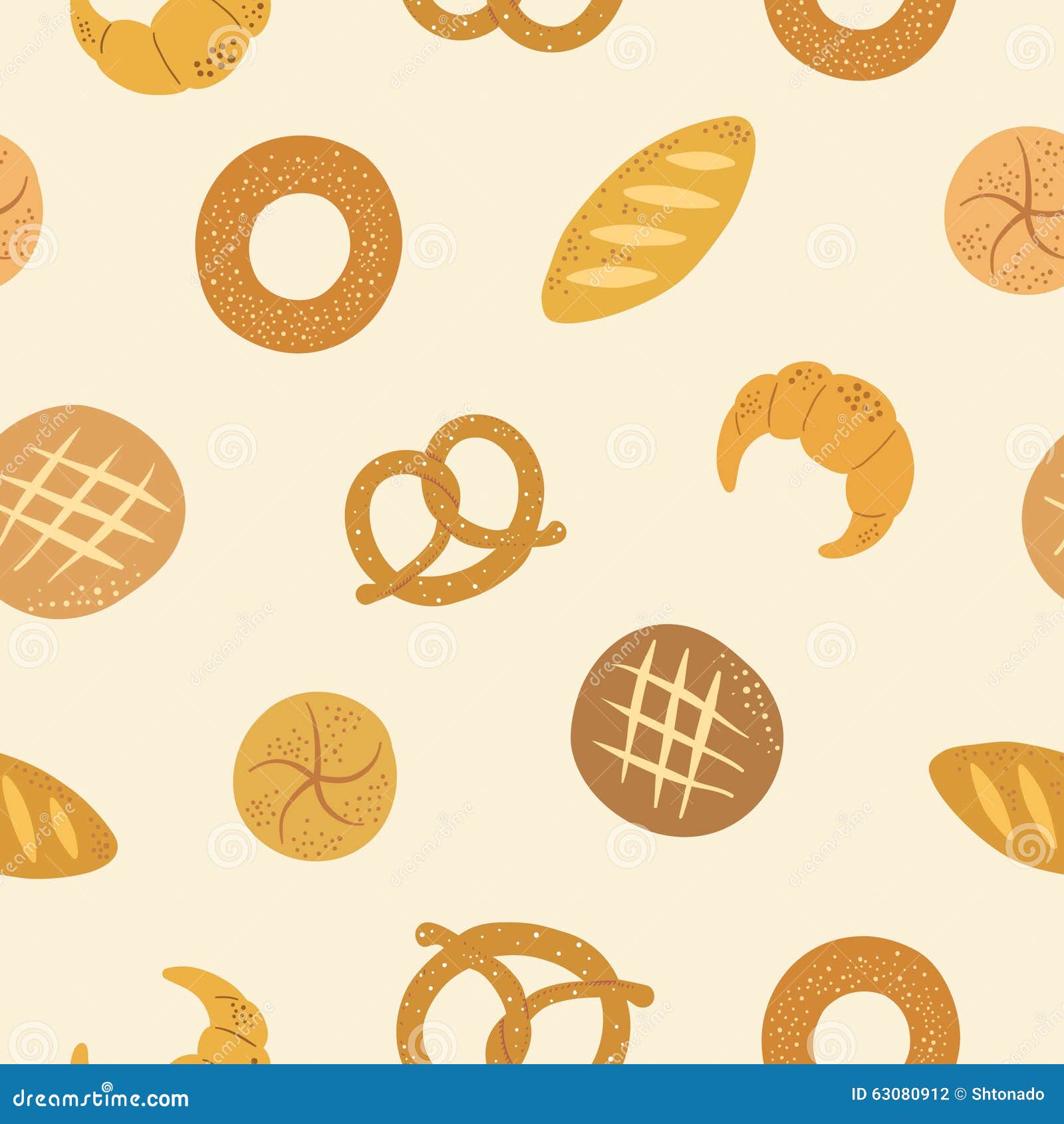 Hand Drawn Cartoon  Bakery  Seamless Background Stock 