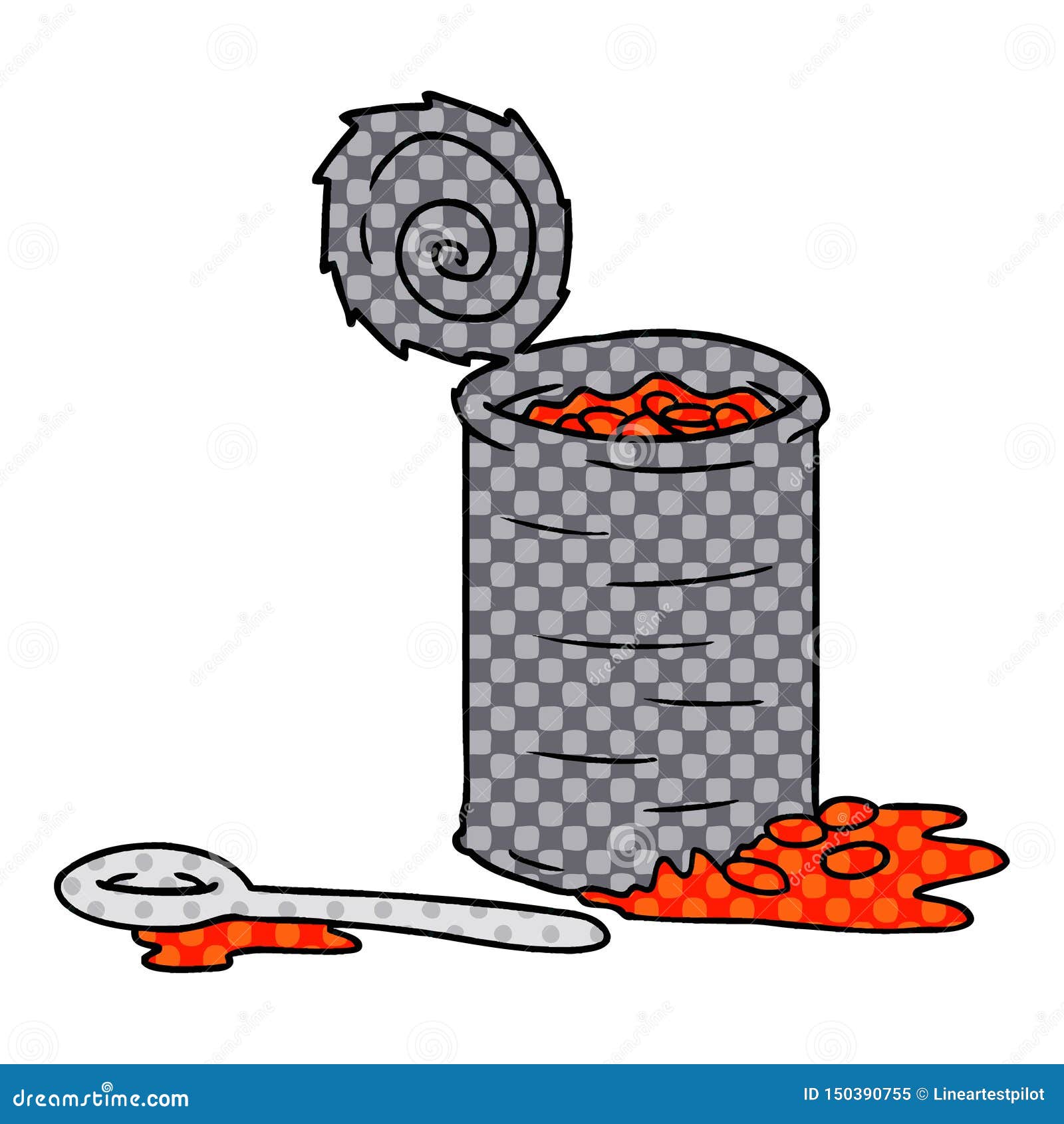 Hand Drawn Cartoon Doodle of an Opened Can of Beans Stock Vector