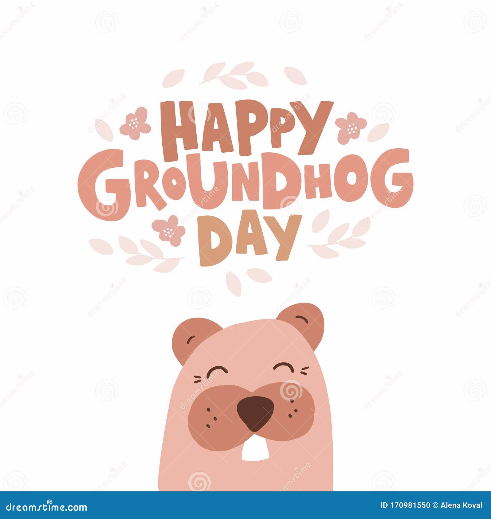 Hand Drawn Celebration Text Happy Groundhog Day Stock Vector ...