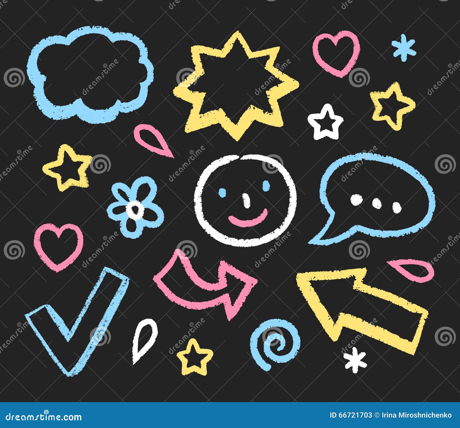 Hand Drawn Chalk Doodles stock vector. Illustration of heart 66721703