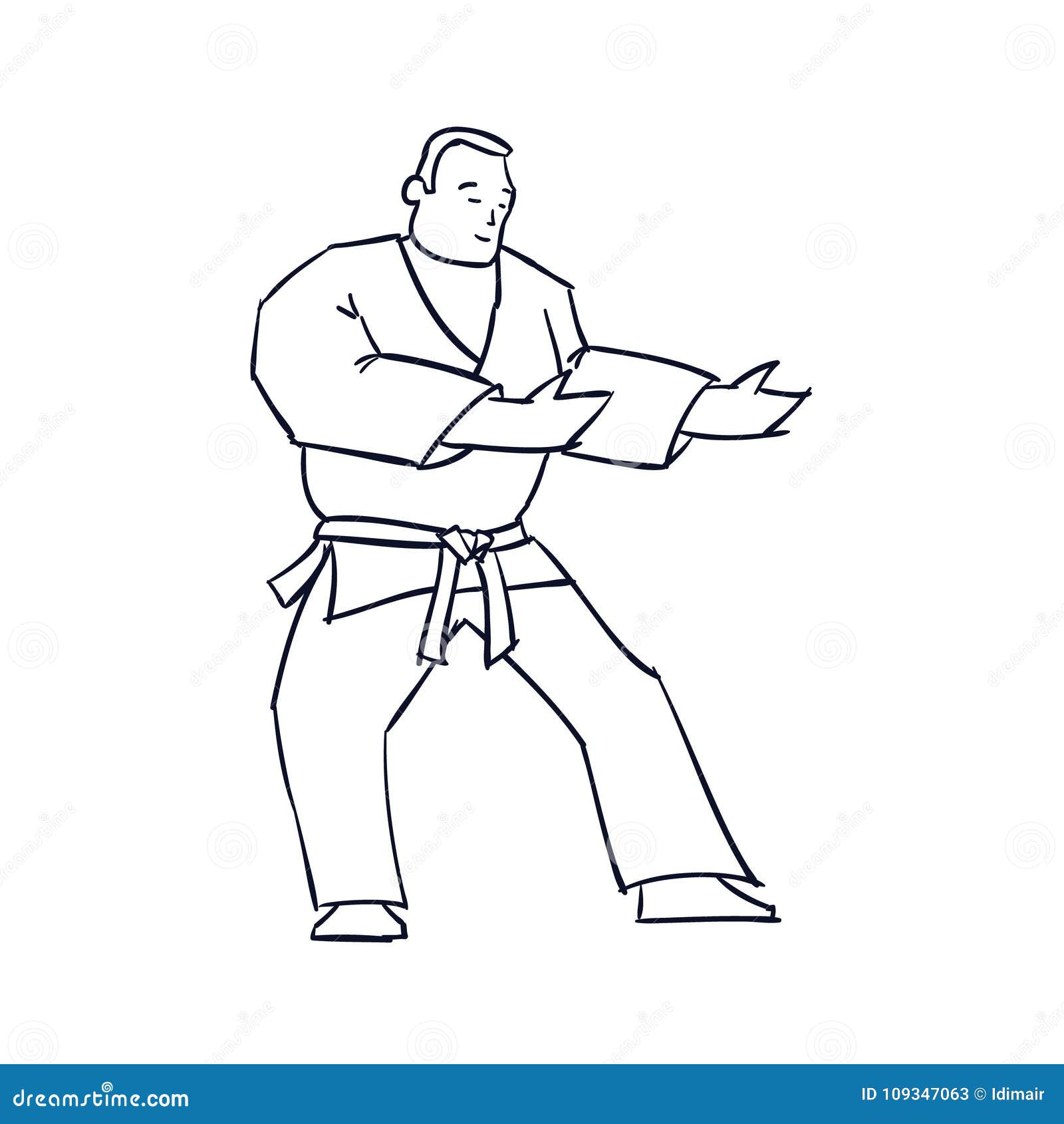 Hand Drawn Character Man in Kimono. Vector Stock Illustration ...