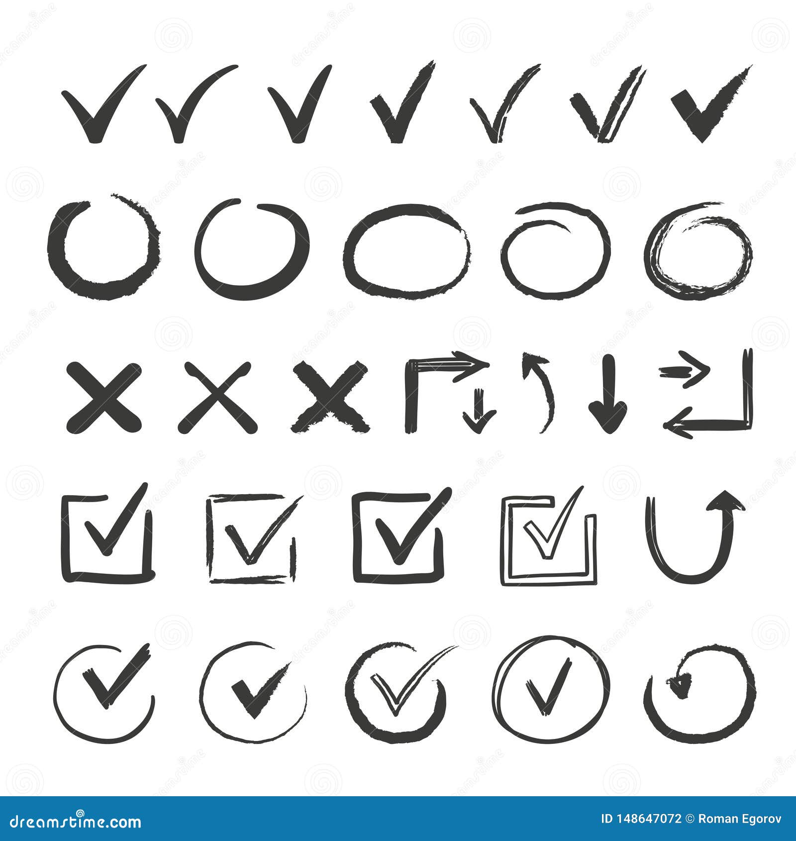 Premium Vector Check and cross mark set hand drawn doodle sketch style vote yes no drawn concept check box cross mark with box circle element vector illustration