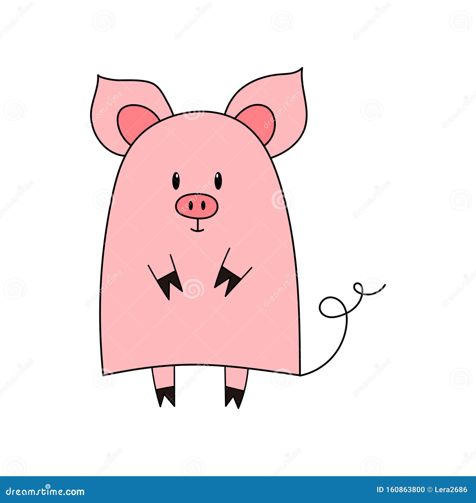 Premium Vector  Hand drawn kids drawing cartoon vector illustration cute  pig icon isolated on white background