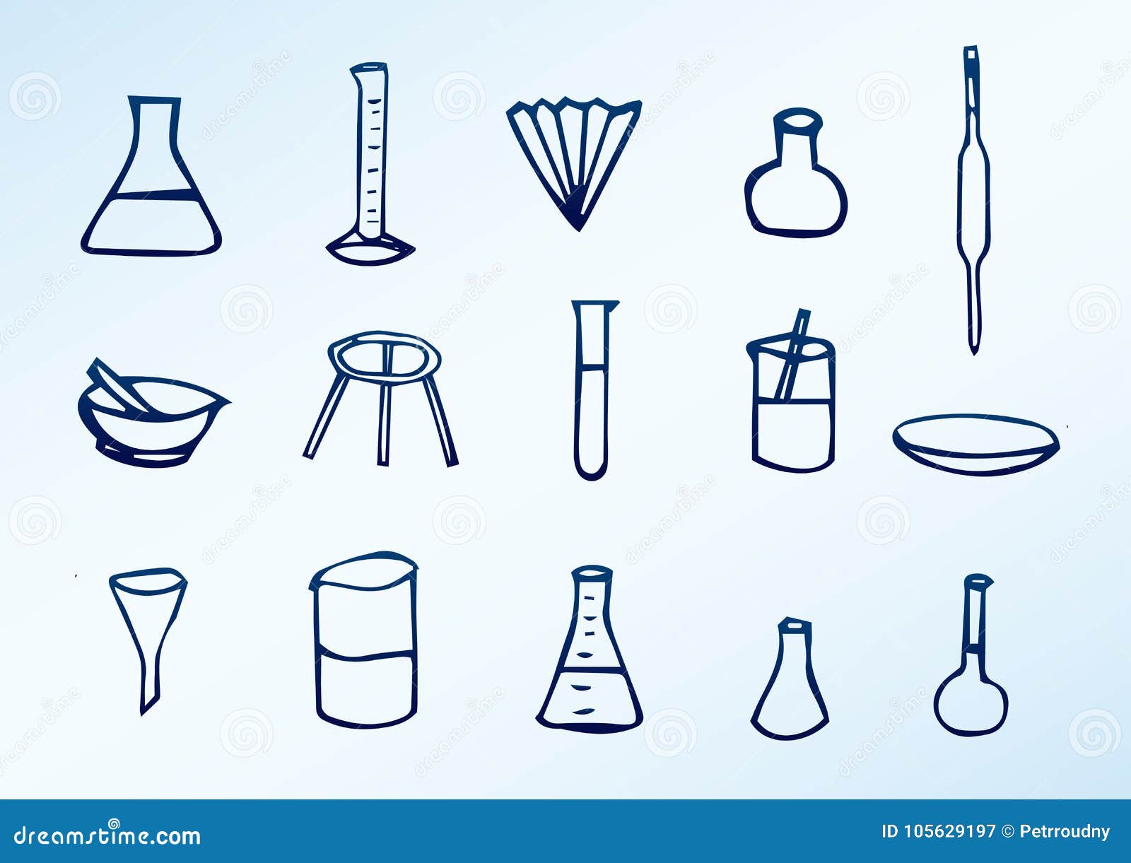 Hand-drawn Chemical Icons - Chemical Laboratory Equipment Stock Vector ...