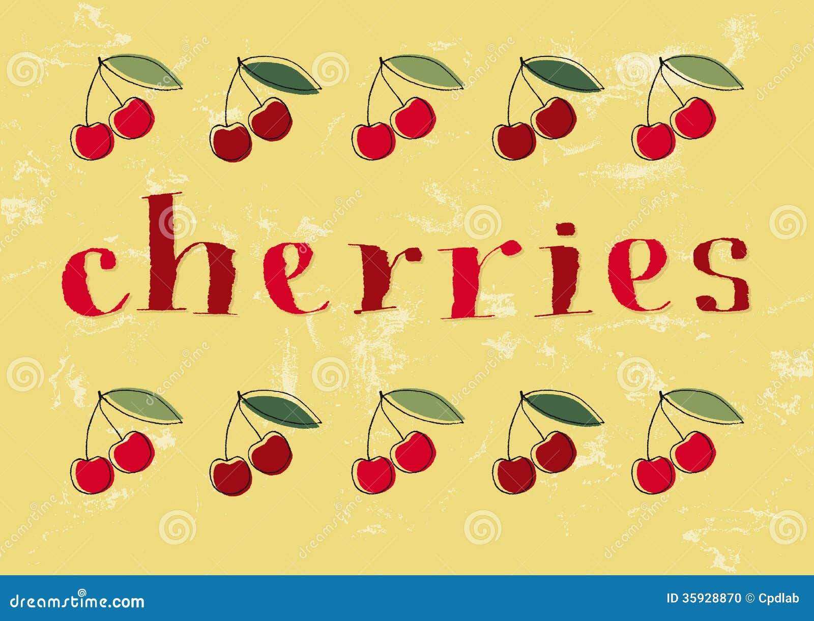 Handdrawn Cherries Text and Illustrations Stock Vector Illustration