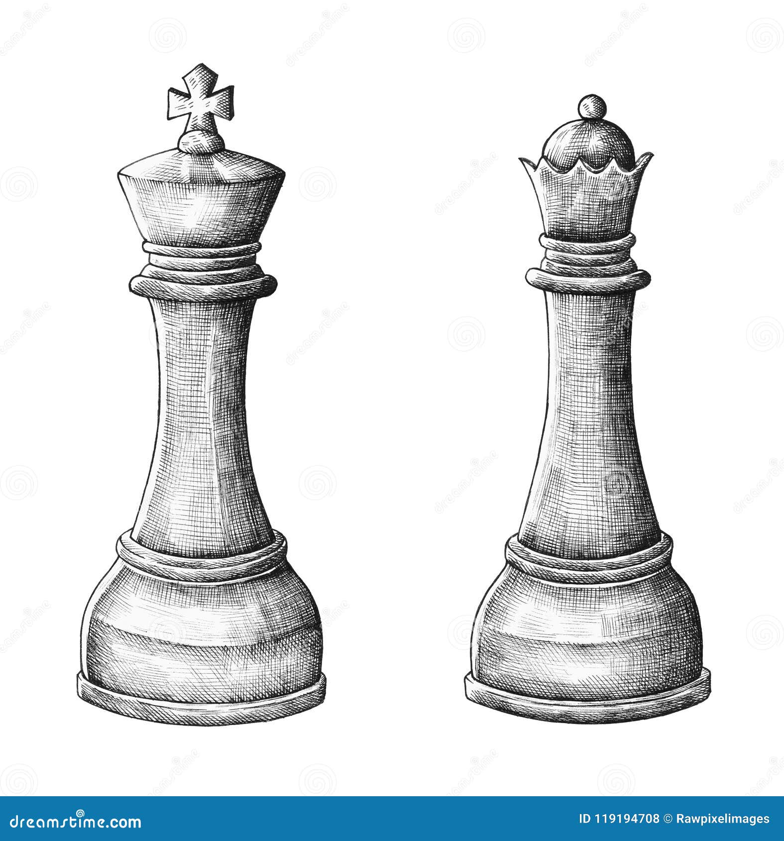 Hand-drawn Chess King And Queen Illustration Stock ...