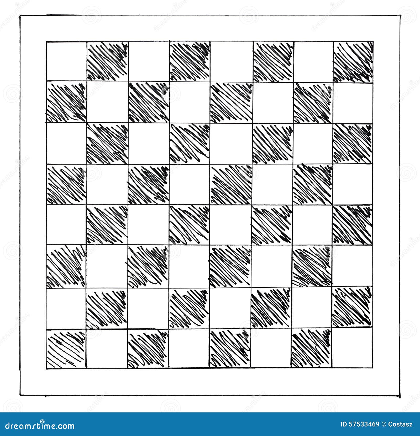 Chess Board Hand Drawing Vintage Style Black And White Clip Art Isolated On  White Background Stock Illustration - Download Image Now - iStock