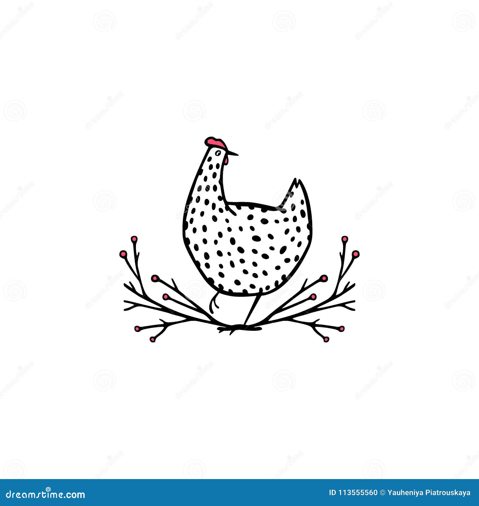 Hand drawn chicken emblem stock vector. Illustration of element - 113555560