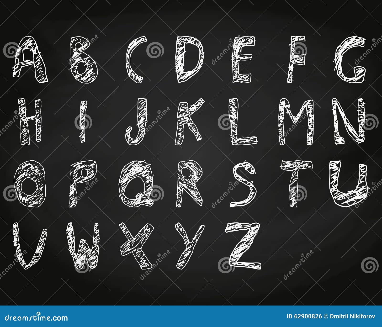 Hand Drawn Child English Alphabet Chalk on Board Stock Vector ...