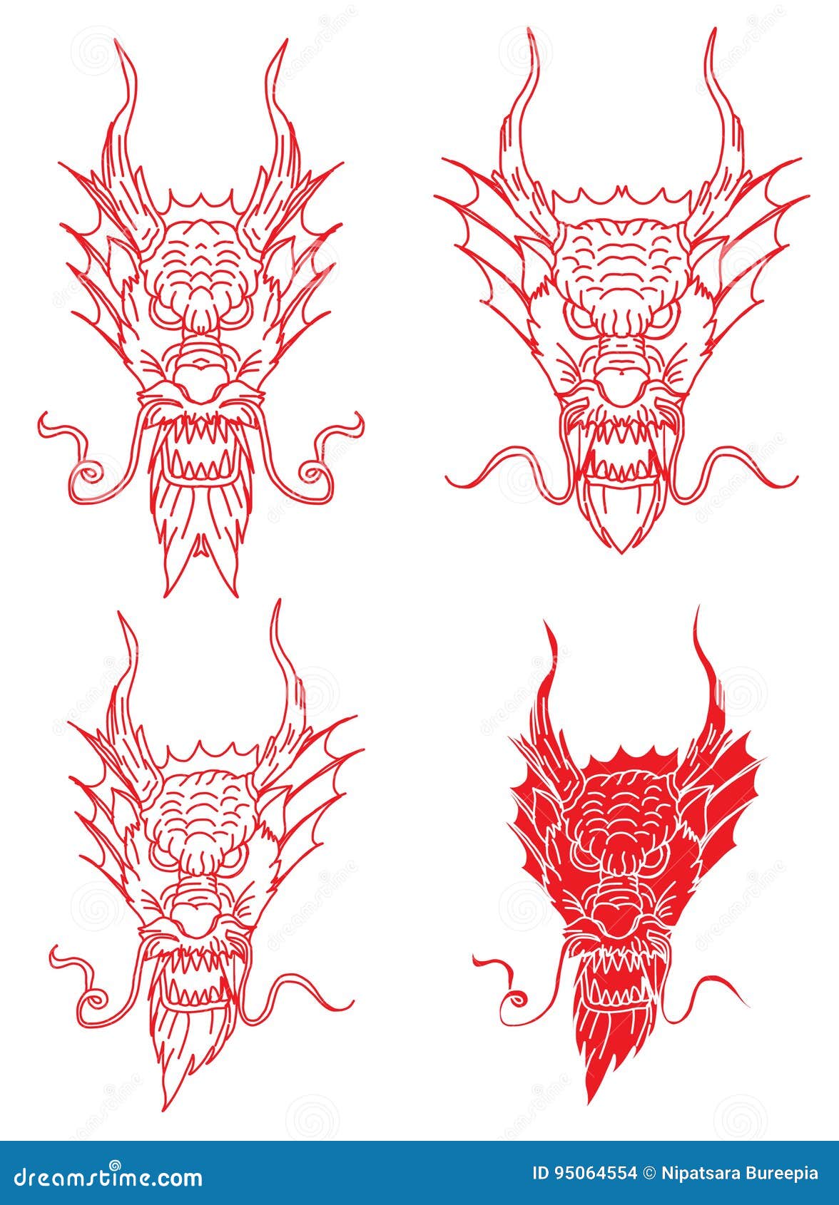 Chinese Dragon Head Tattoo Vector  Download Vector