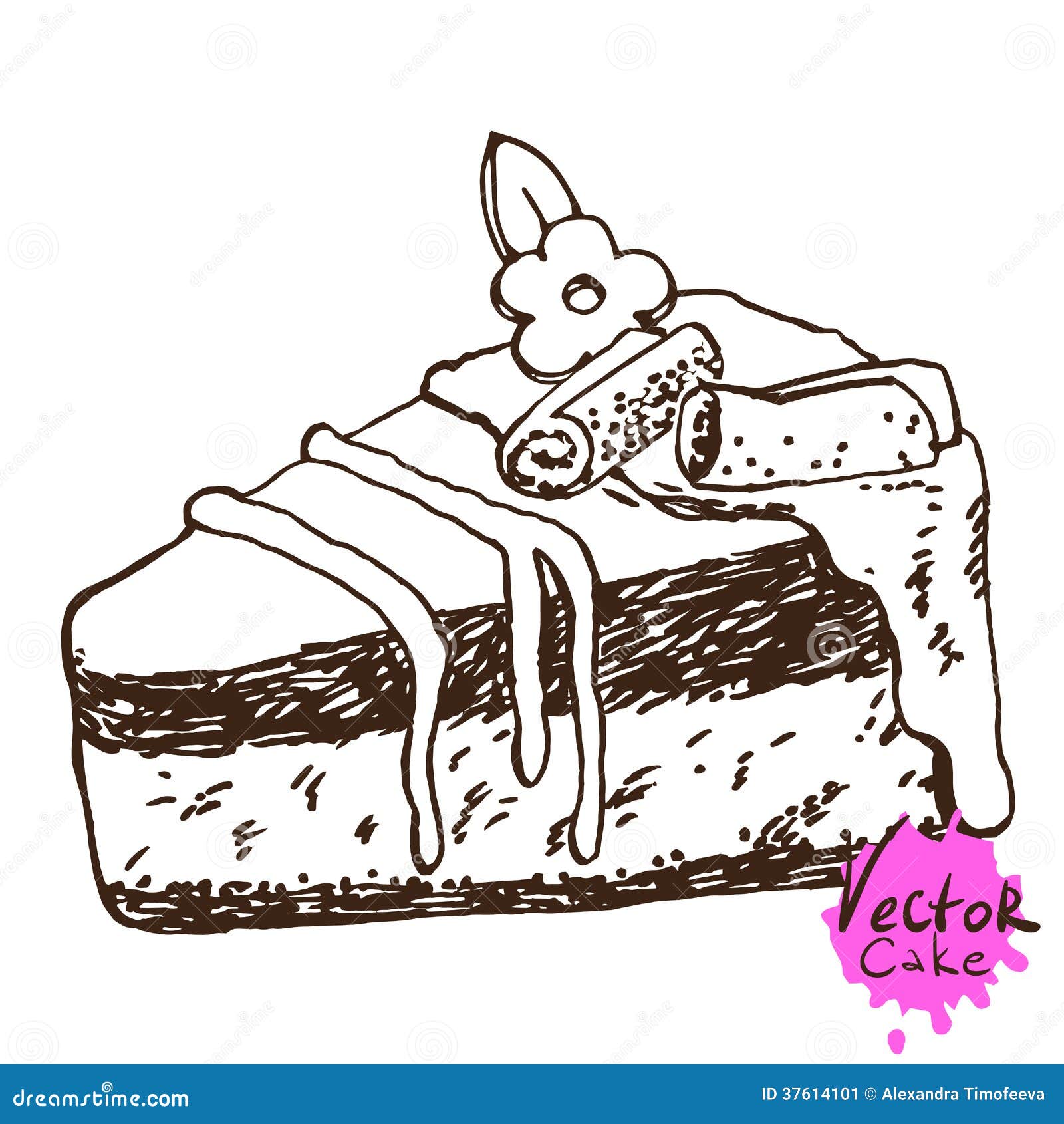 Hand Drawn Chocolate Cake stock illustration. Illustration of