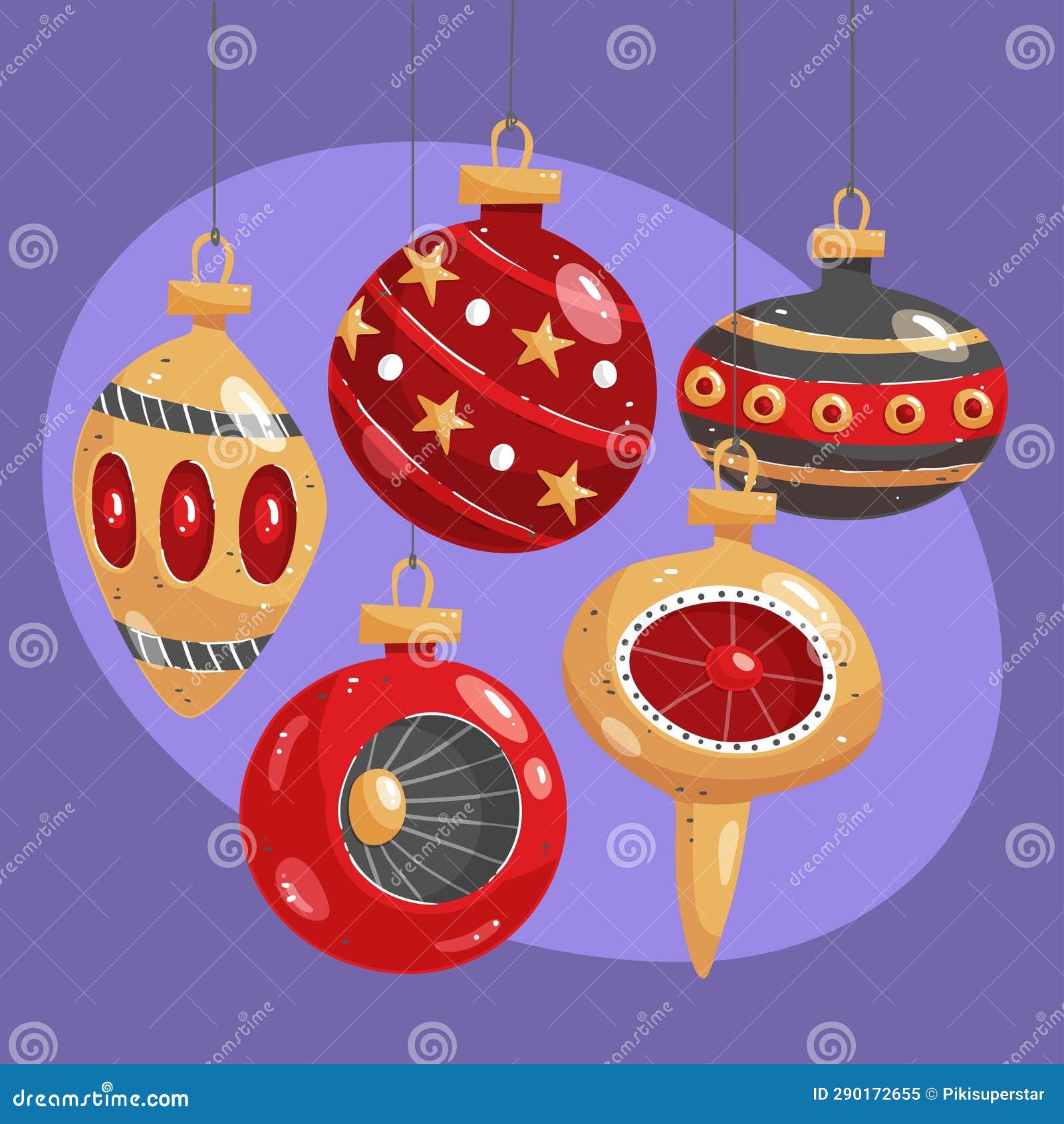 Hand Drawn Christmas Ball Ornaments Vector Design Stock Vector