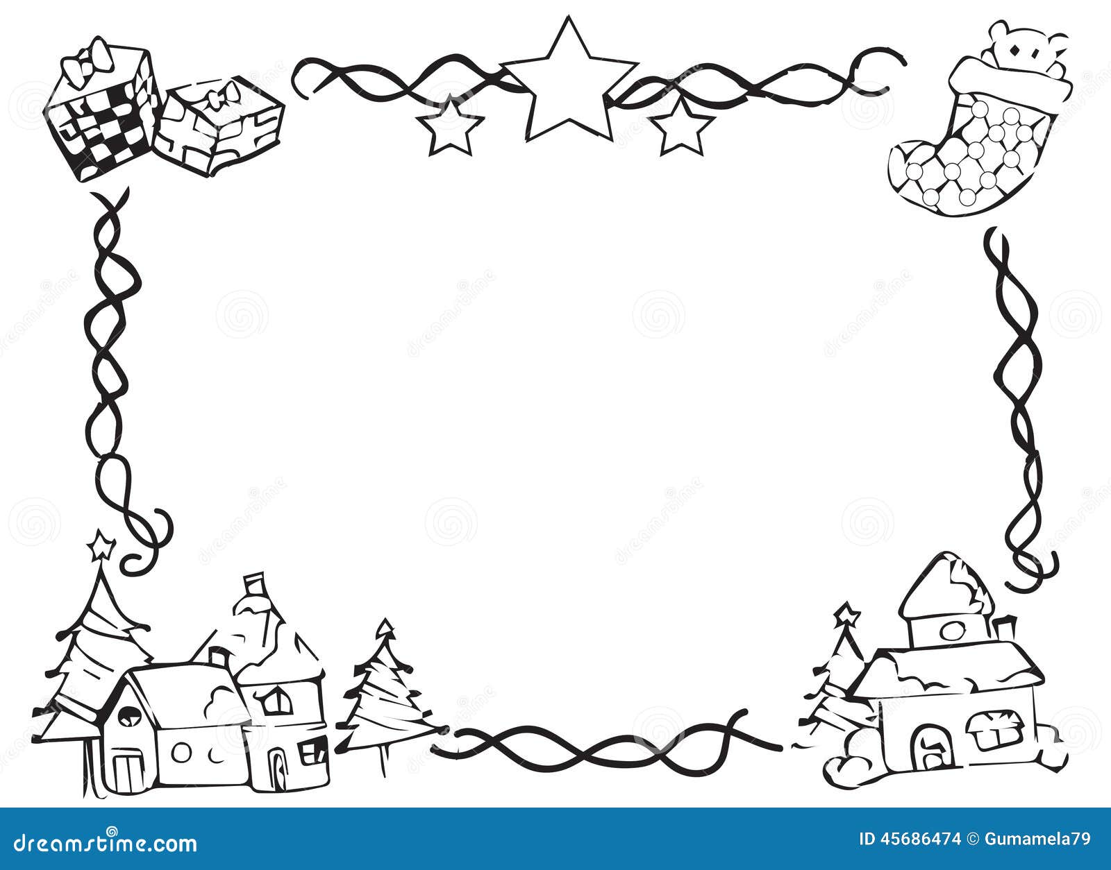 Hand Drawn Christmas Border Stock Illustration
