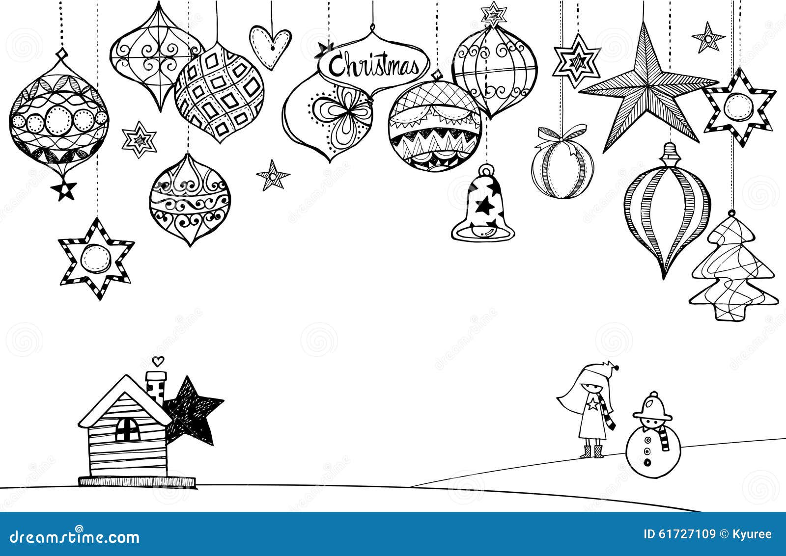 Hand Drawn Christmas Decoration Stock Vector - Image: 61727109