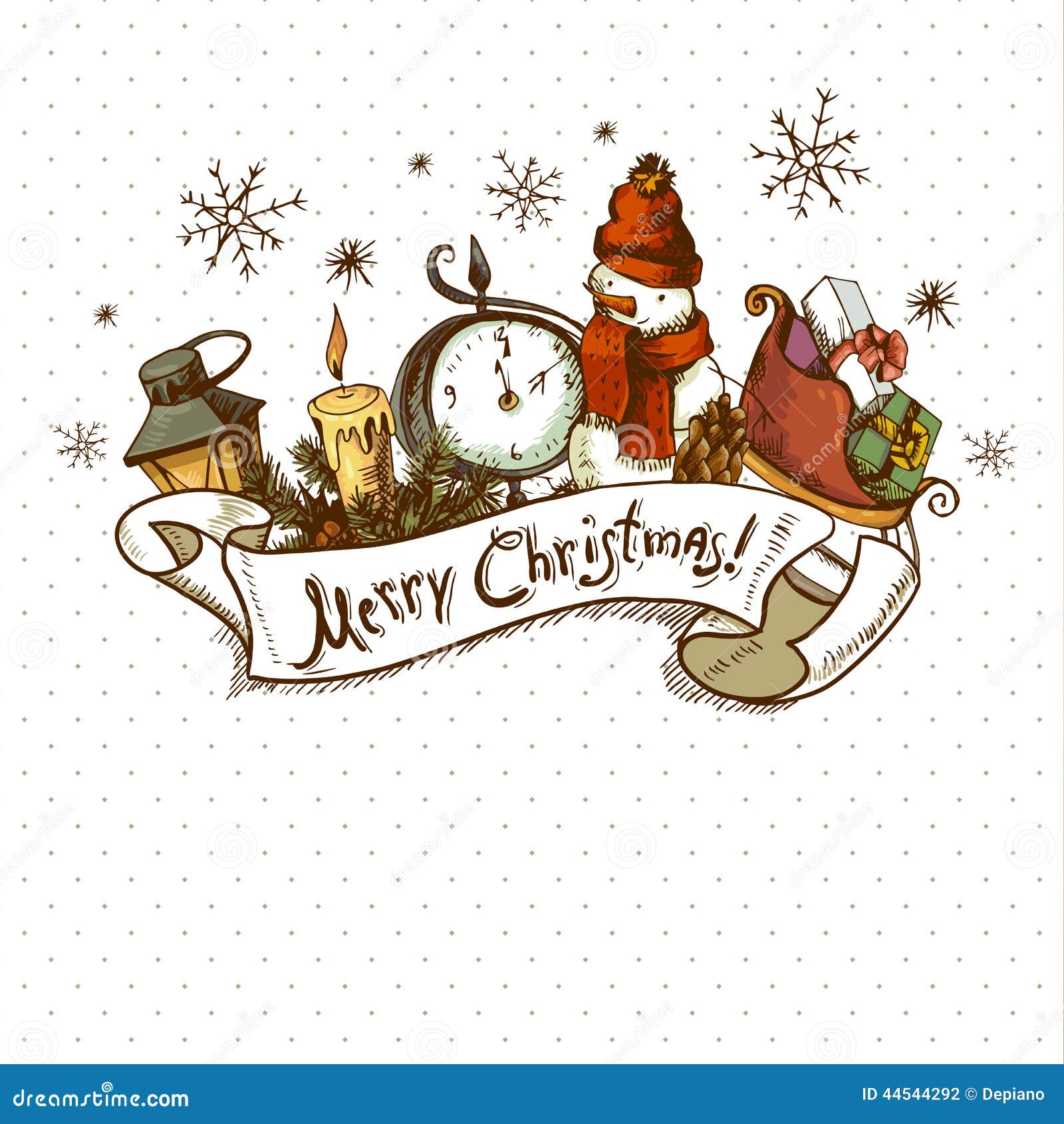 Hand Drawn Christmas Invitation Card Stock Vector Illustration Of Xmas Christmas