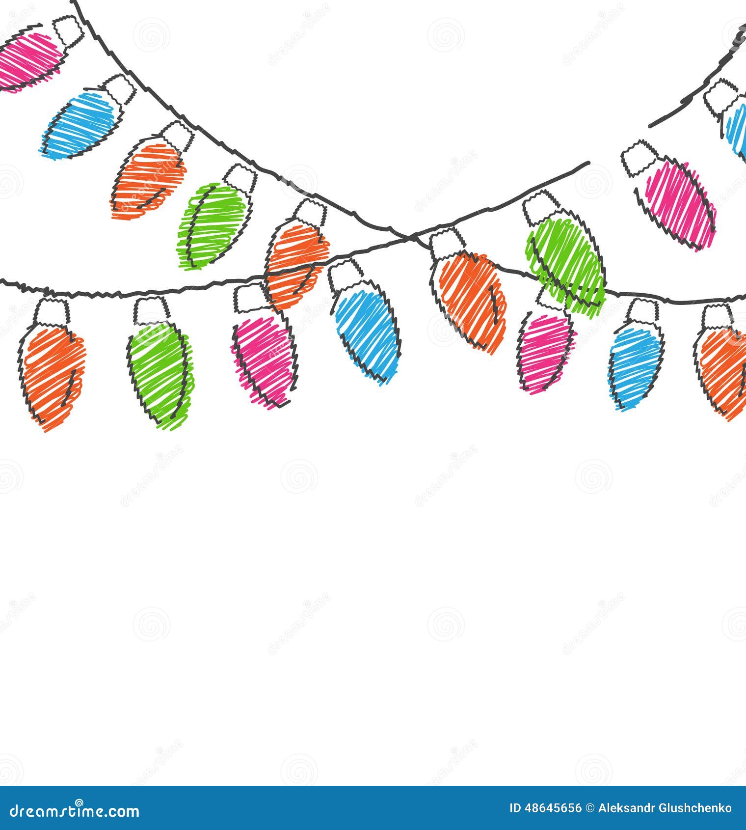 Hand Drawn Christmas Lights Isolated On White Stock Vector