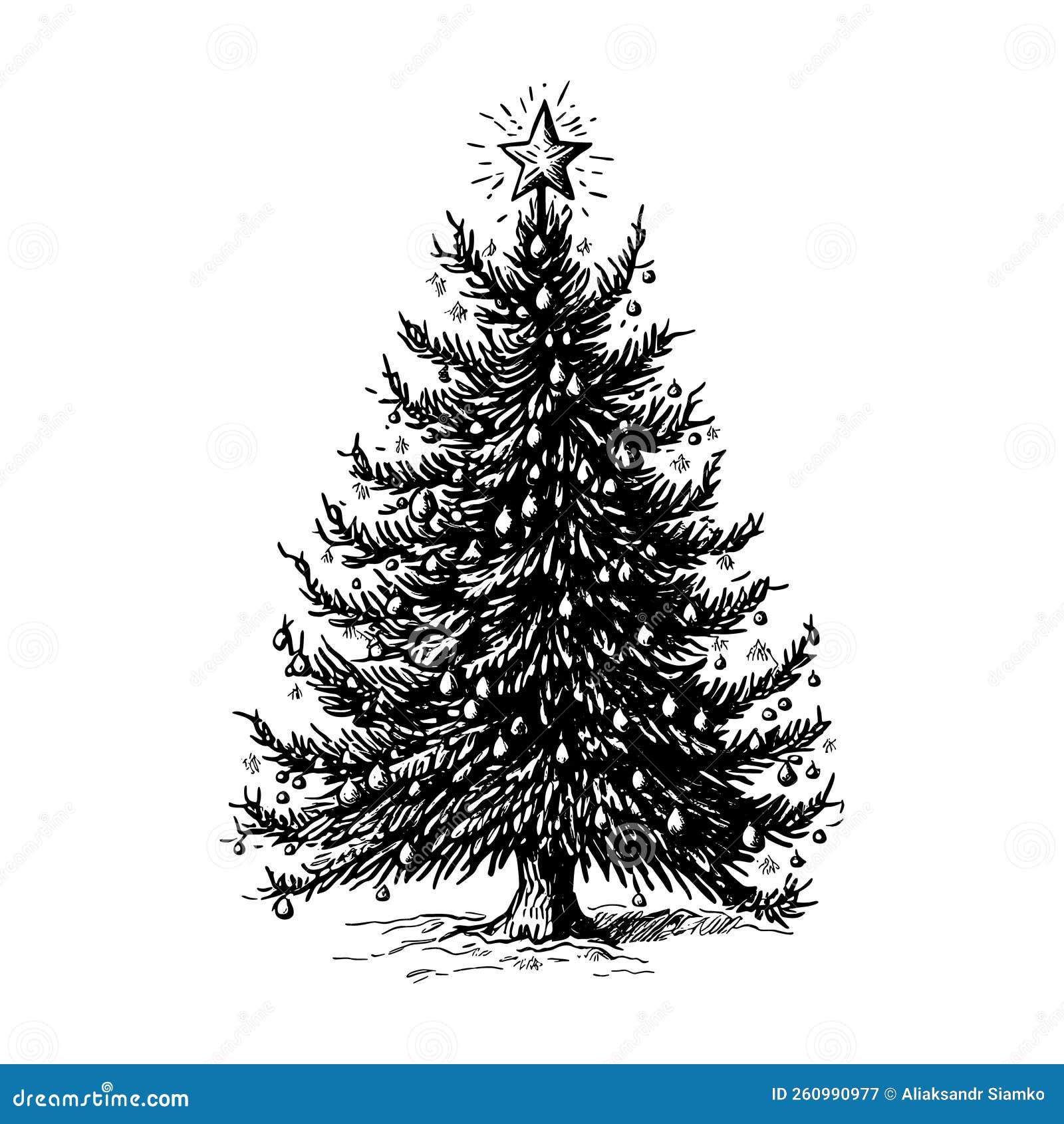 Hand Drawn of Christmas Tree Stock Vector Illustration of christmas, sketch 260990977