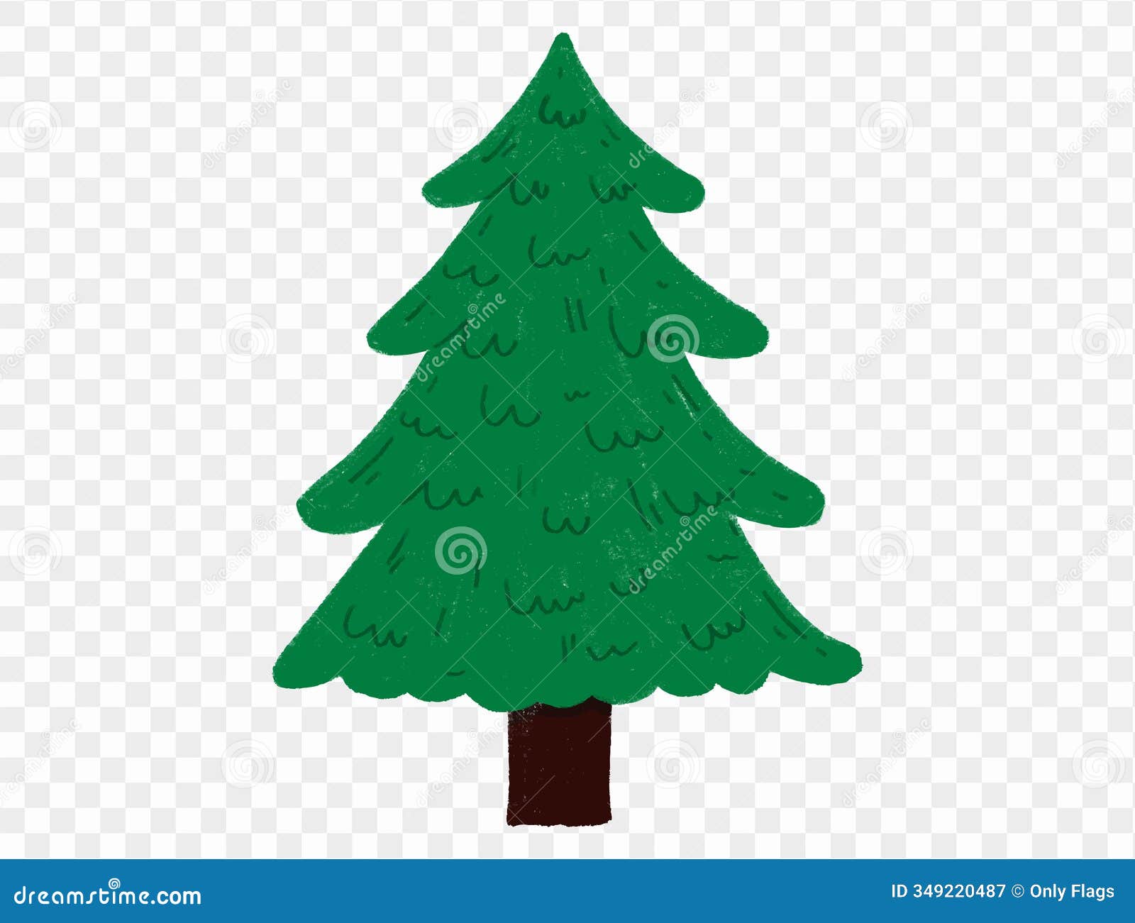 hand drawn christmas tree in chalk style with childlike lines on transparent background, perfect for festive s. 