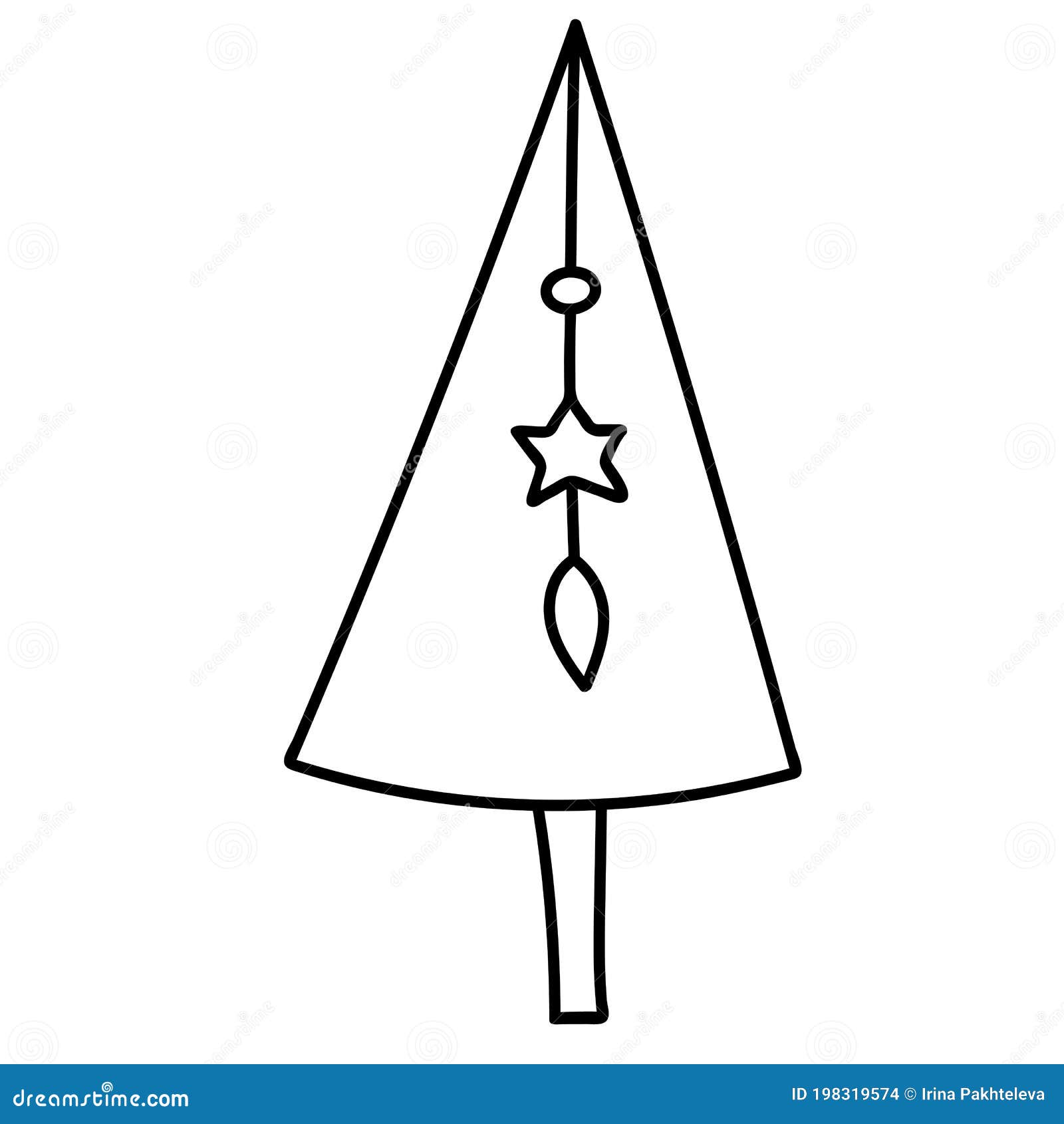 hand drawn christmas tree. new year scketch   on white background.