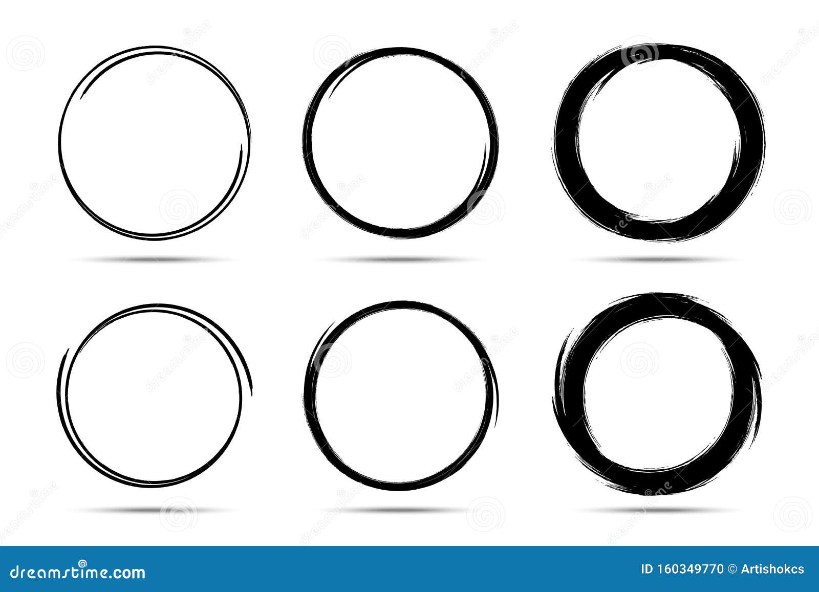 hand drawn circles sketch frame set. scribble line circle. doodle circular round logo  drawn by brush. 