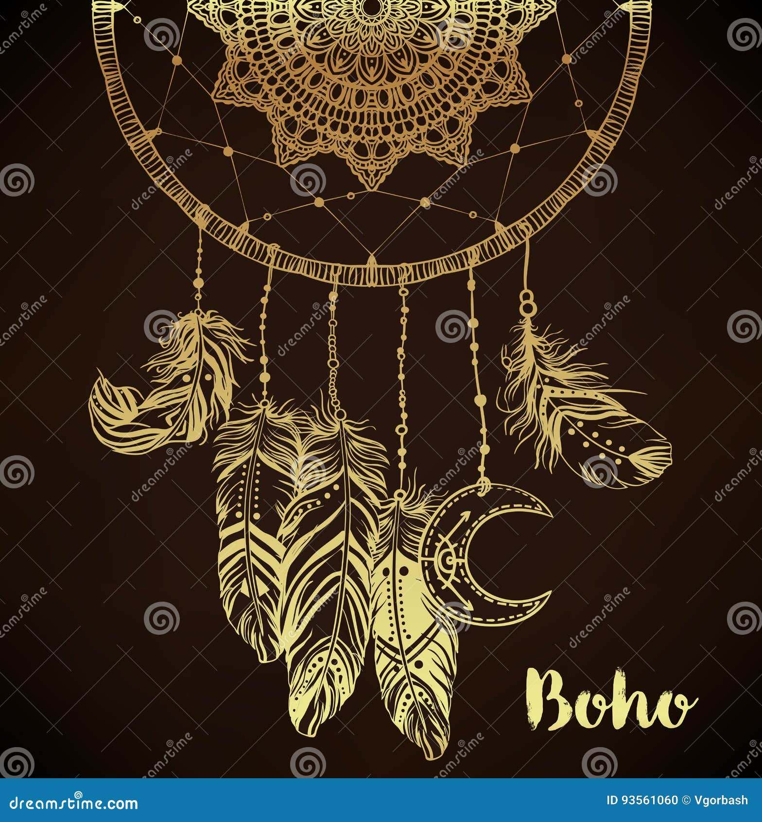 Hand Drawn Clip Art of Native American Indian Talisman Dreamcatcher with  Feathers and Moon Symbol. Vector Hipster Illustration in Stock Vector -  Illustration of decoration, chic: 93561060