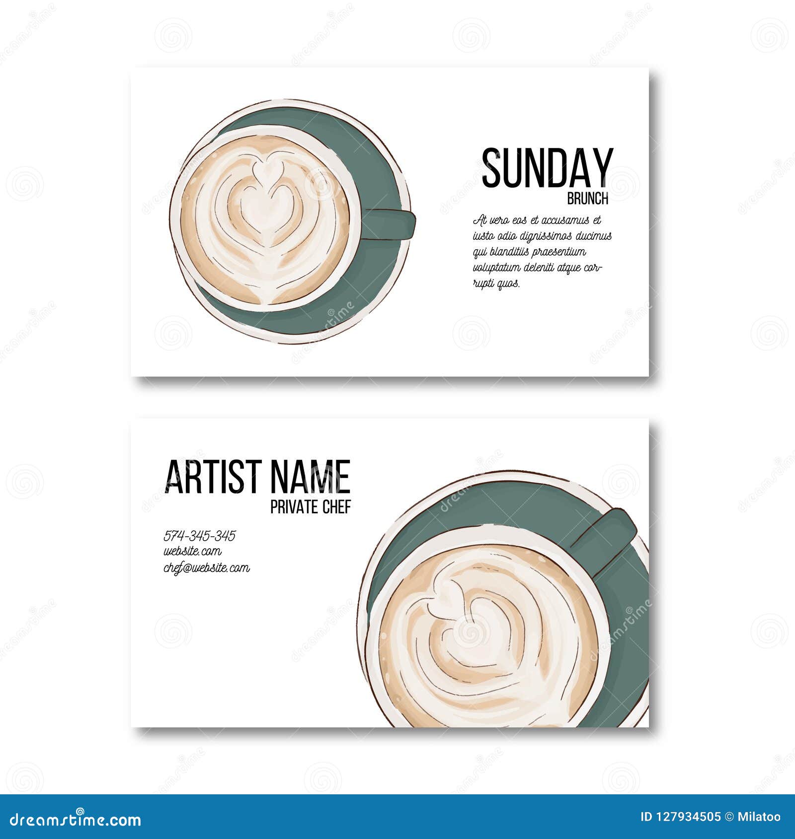 Hand Drawn Coffee Cup Business Card. Hot Drink Flyer, Personal ...