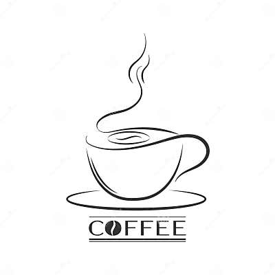 Hand-drawn Coffee Cup Outline with Lettering for Stickers, Logos ...