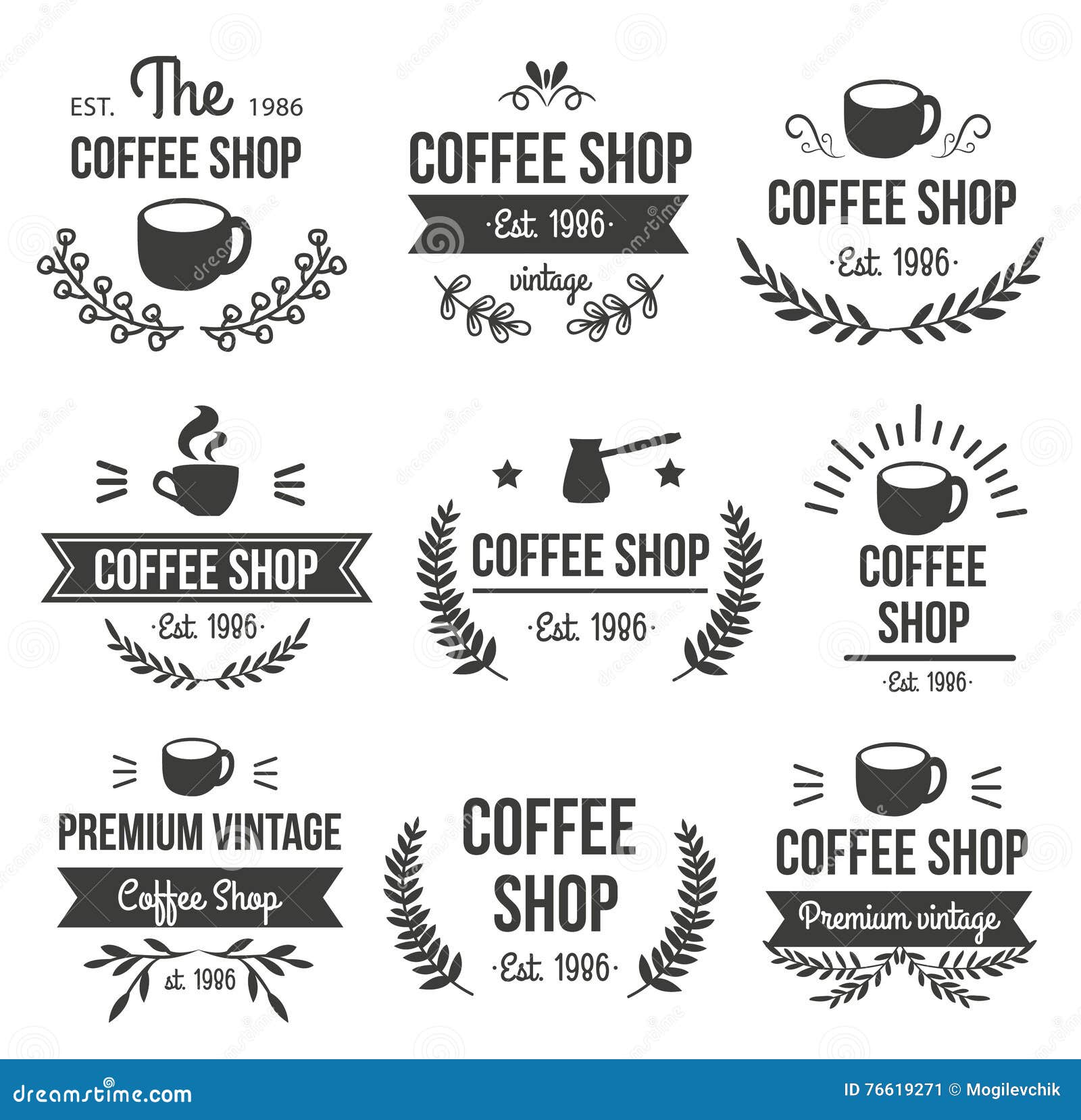 Hand Drawn Coffee Label Set Stock Vector - Illustration of brand ...