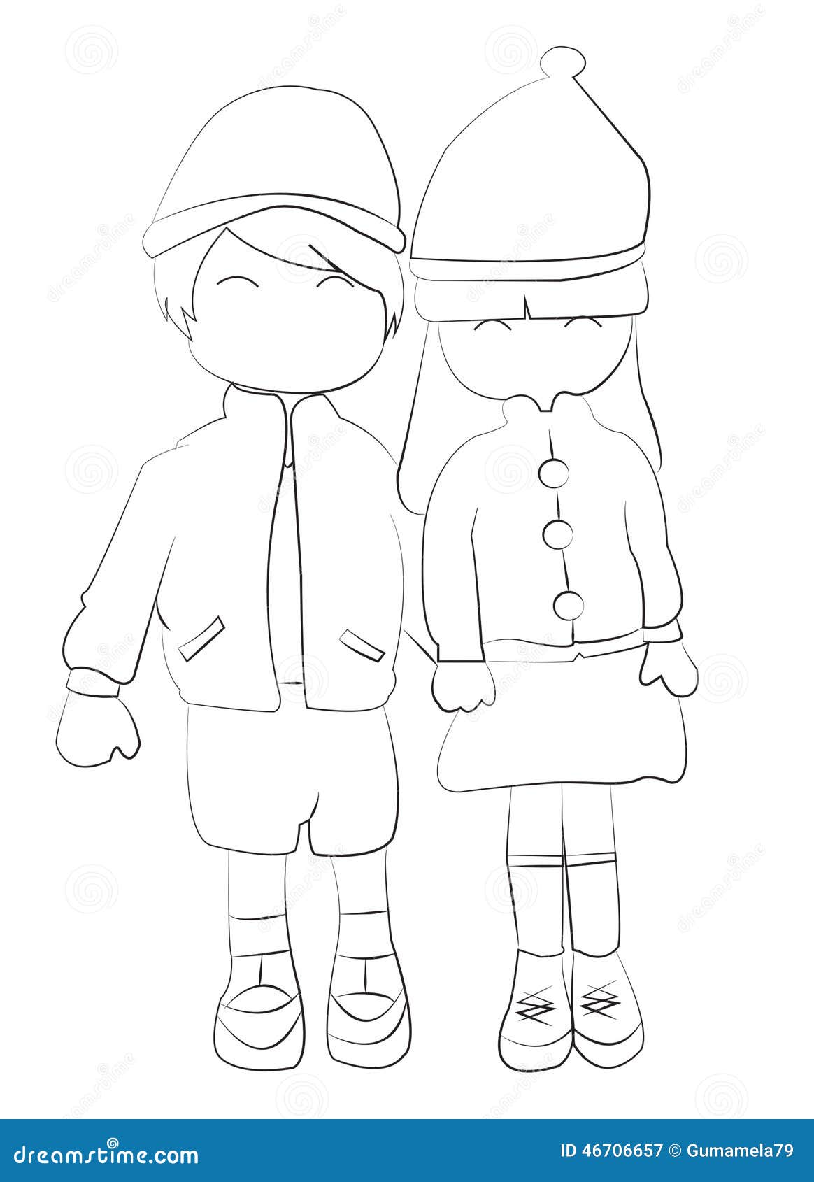 Hand Drawn Coloring Page Of A Boy And Girl Holding Hands Stock Illustration Illustration Of Black Boyfriends