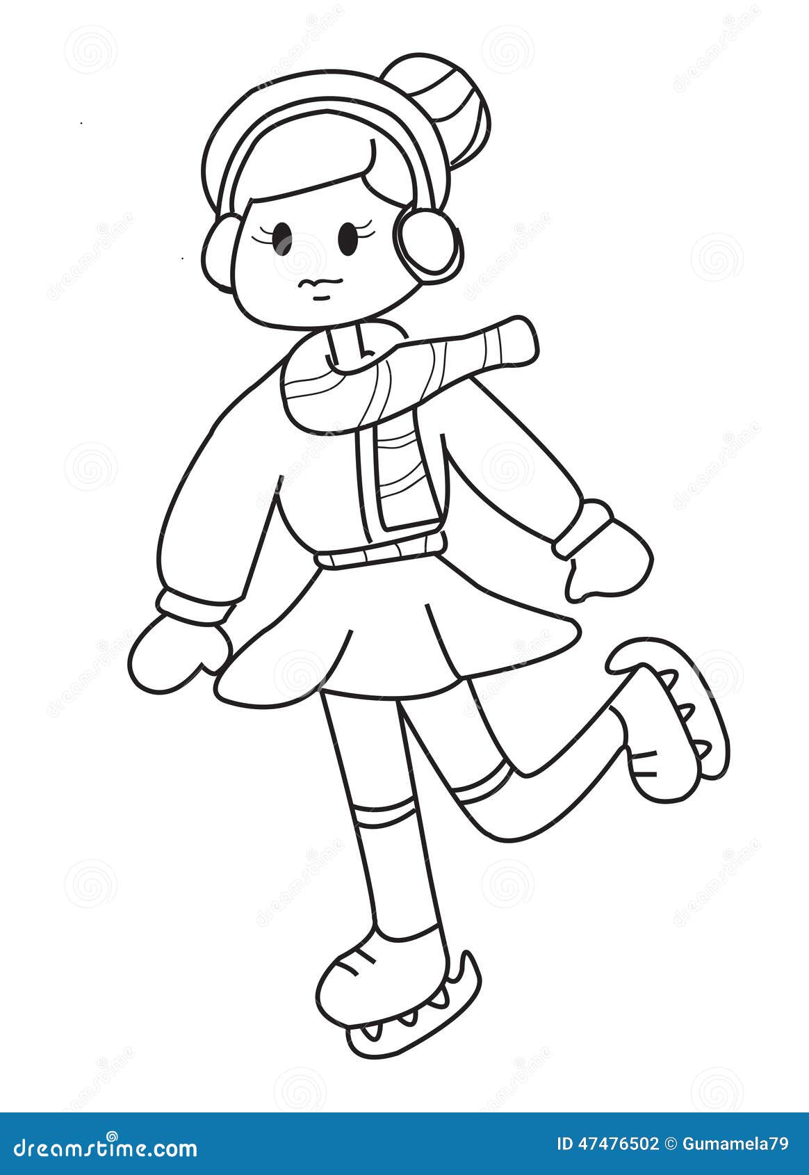 girl ice skating coloring page