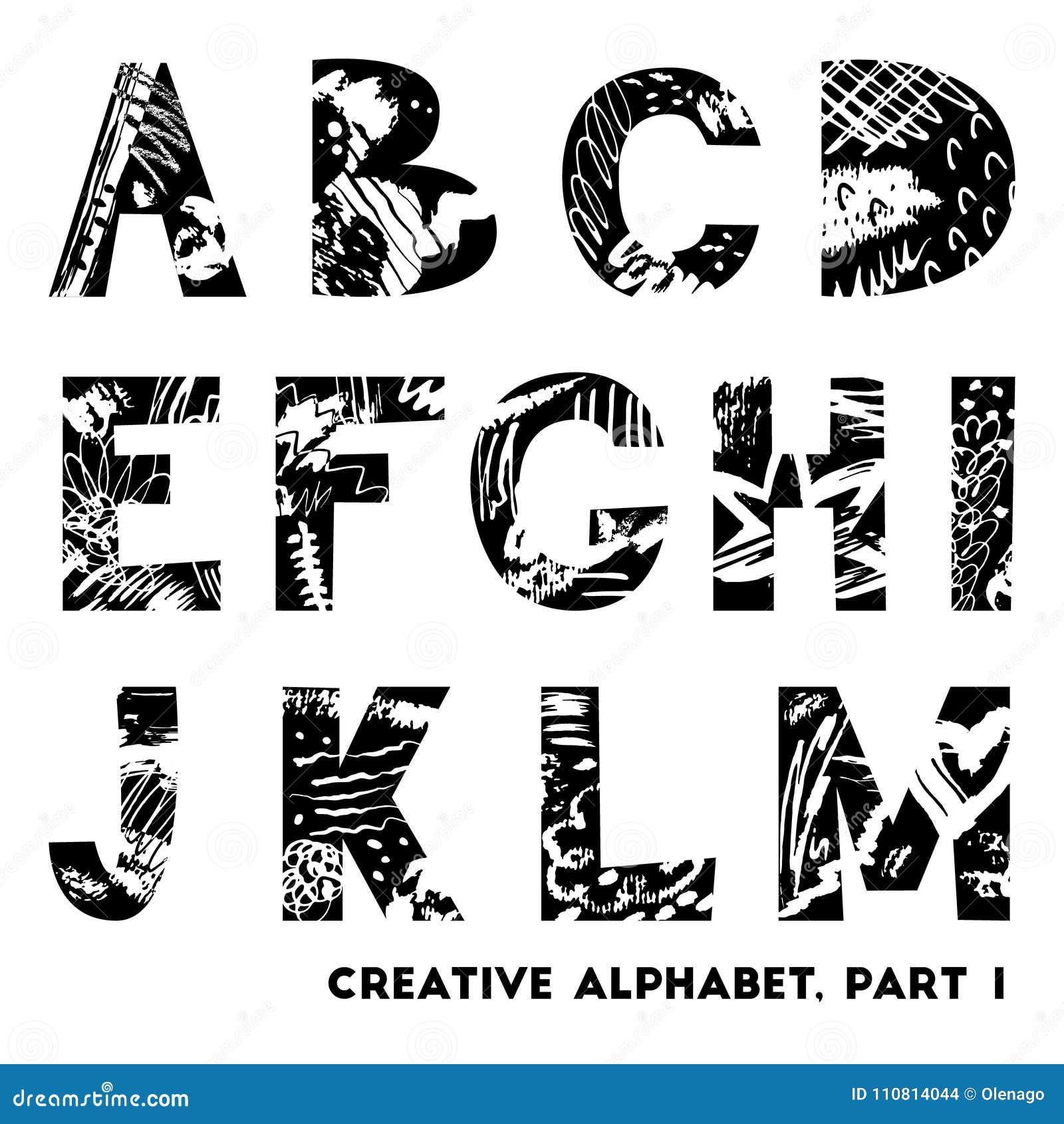Hand Drawn Creative Alphabet Stock Vector - Illustration of grunge