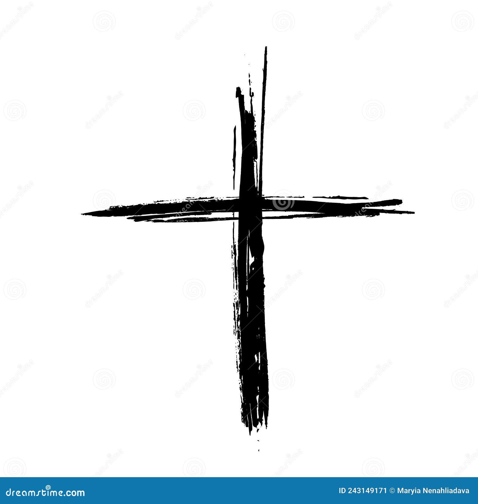 Hand Drawn Cross Symbol. Black Sketch Cross Symbol on White Background ...