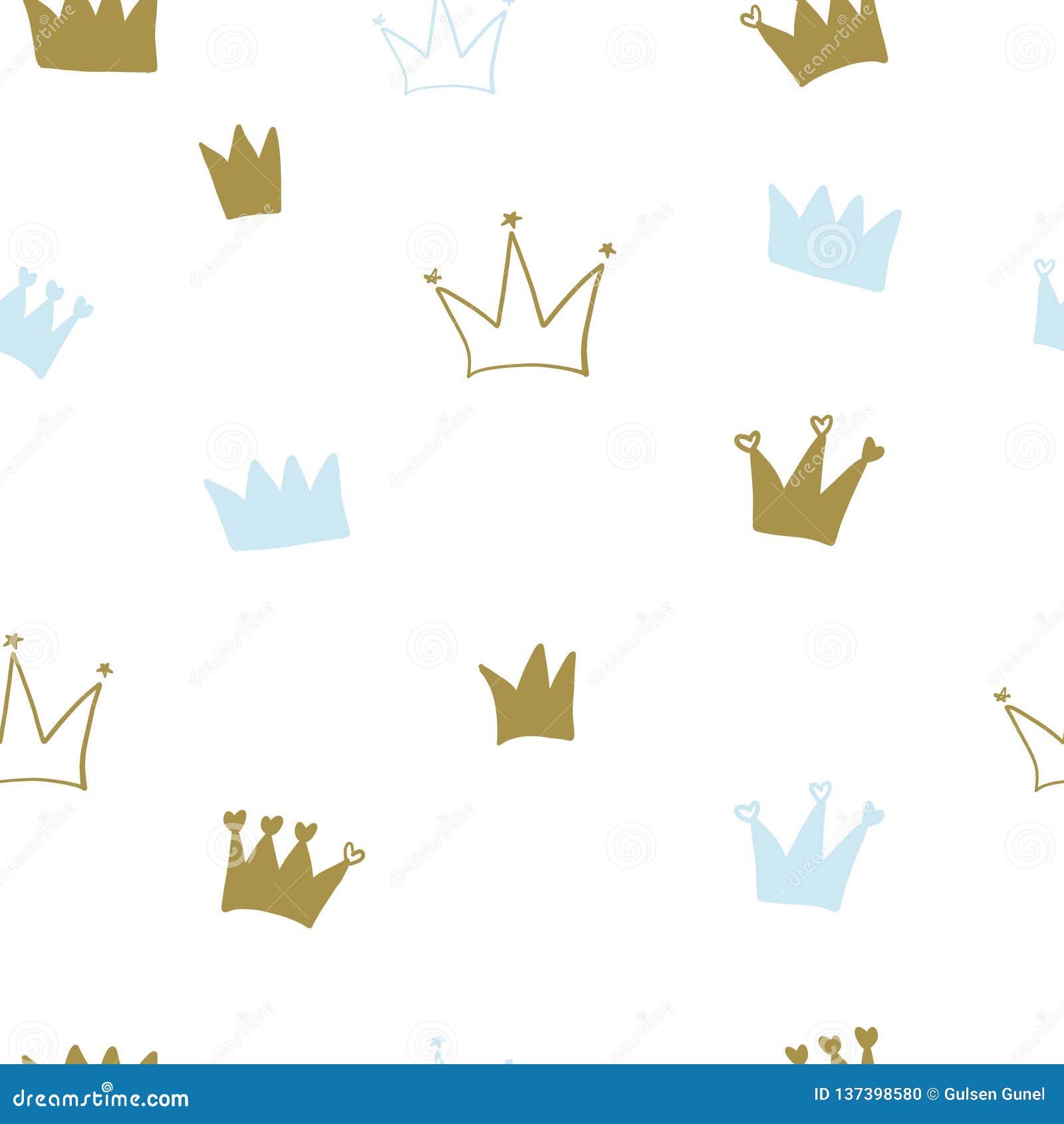 Download Hand Drawn Crown. Seamless Baby Boy Wallpaper Stock Vector ...