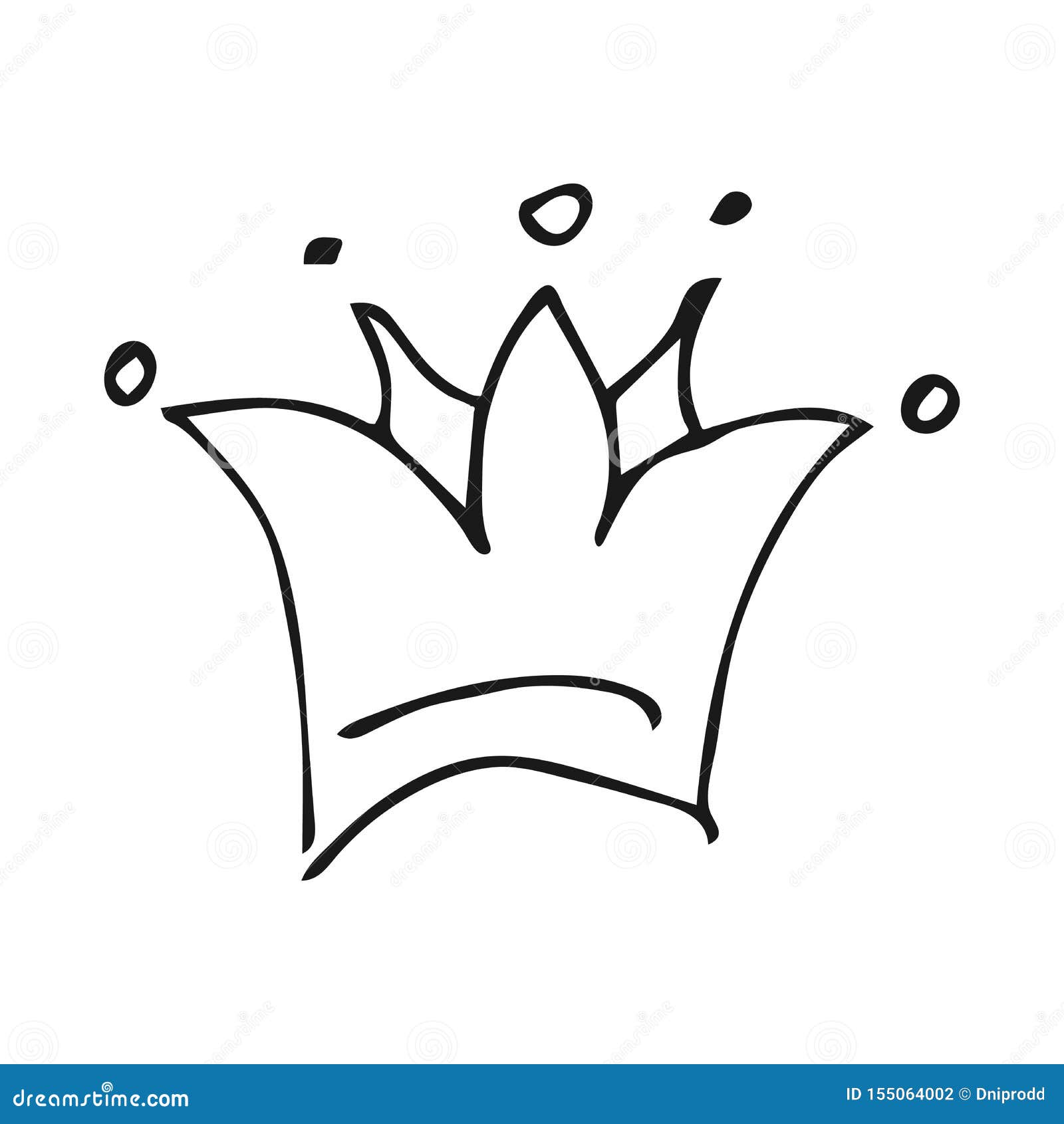 Simple Graffiti Sketch Queen or King Crown Stock Vector - Illustration ...