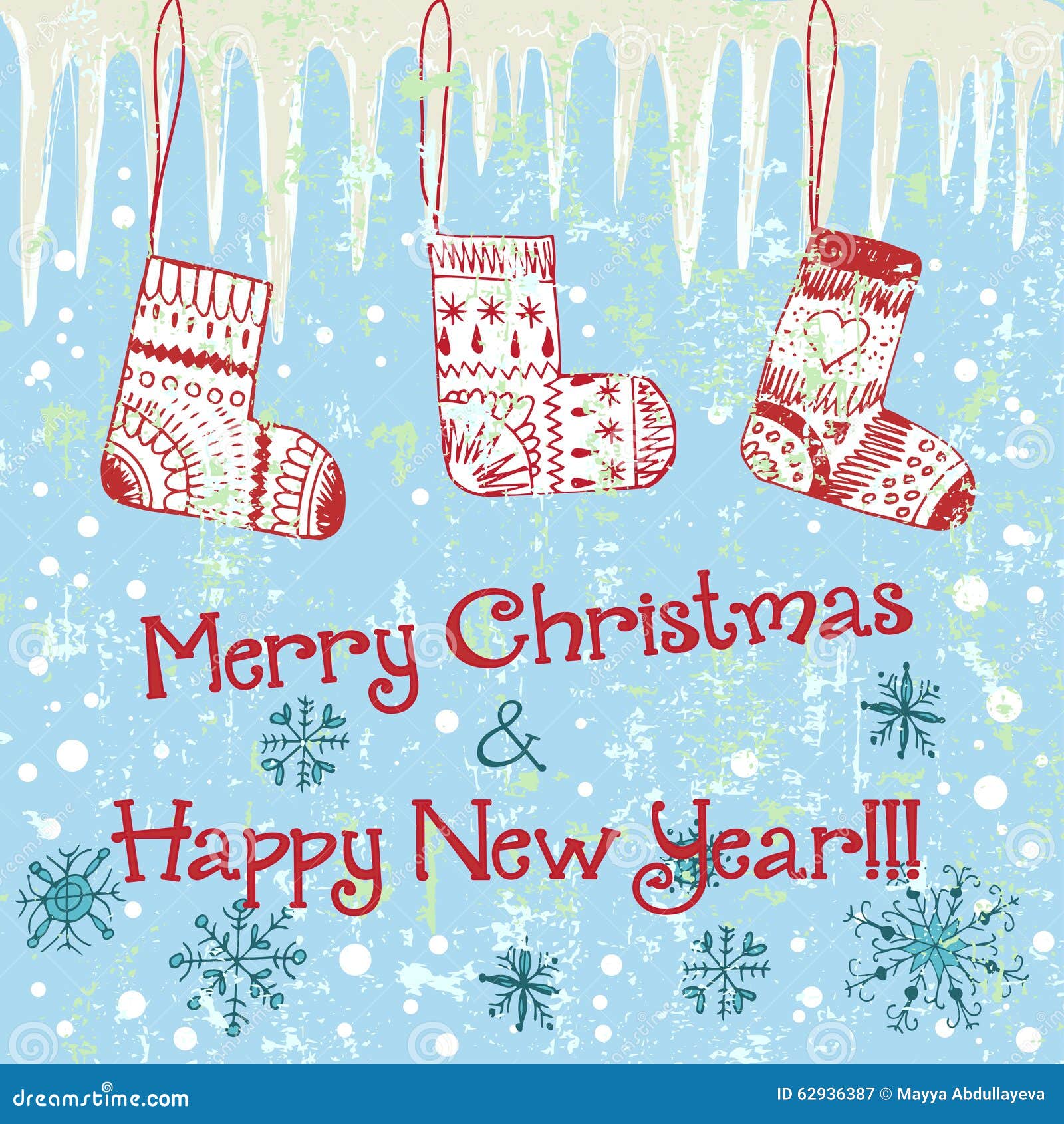 Download Hand Drawn Cute Christmas Card With Icicle Stock Vector Illustration of fashioned imagery