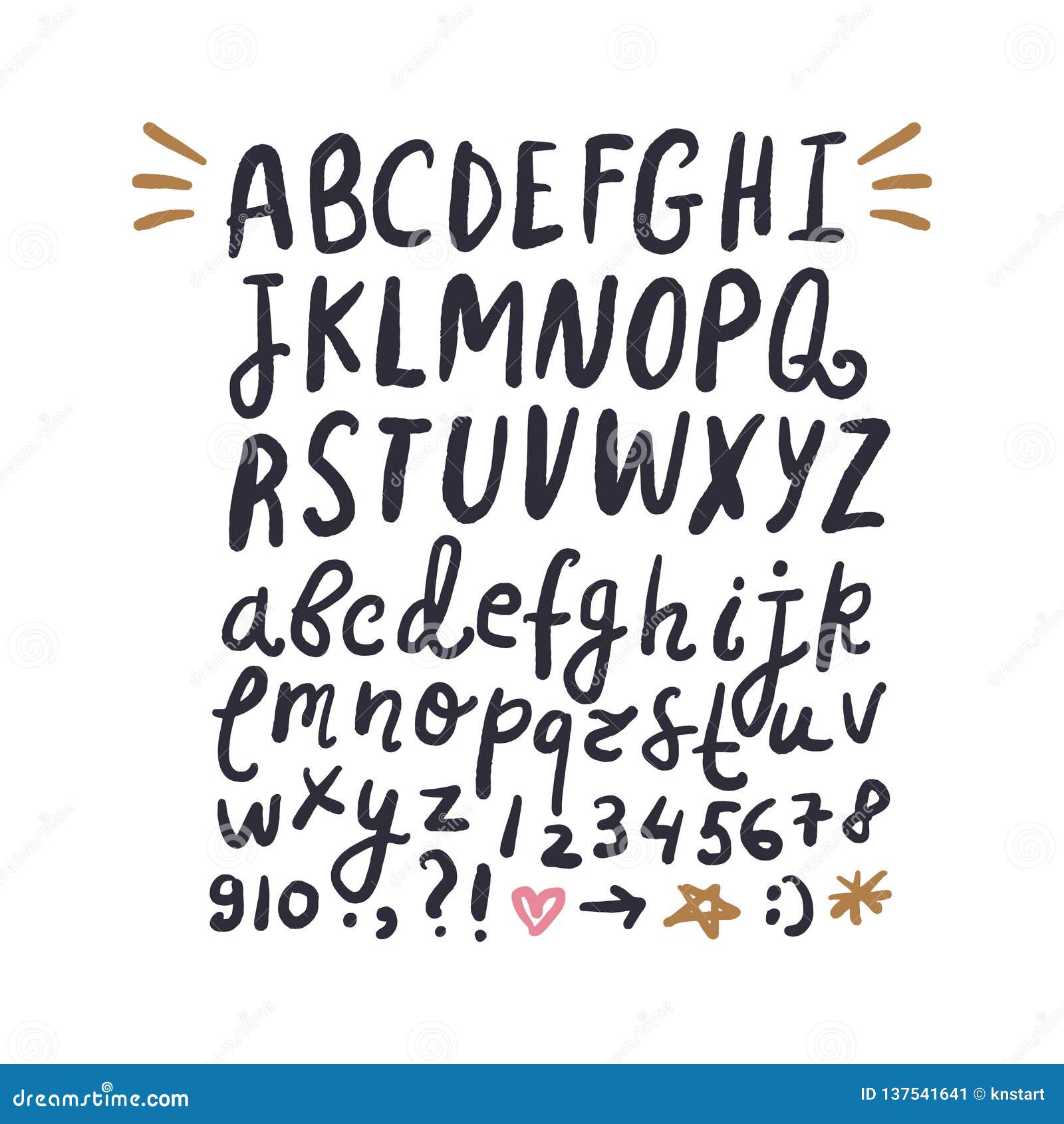 Hand Drawn Font Set Abc Alphabet Clipart Isolated Vector Letters