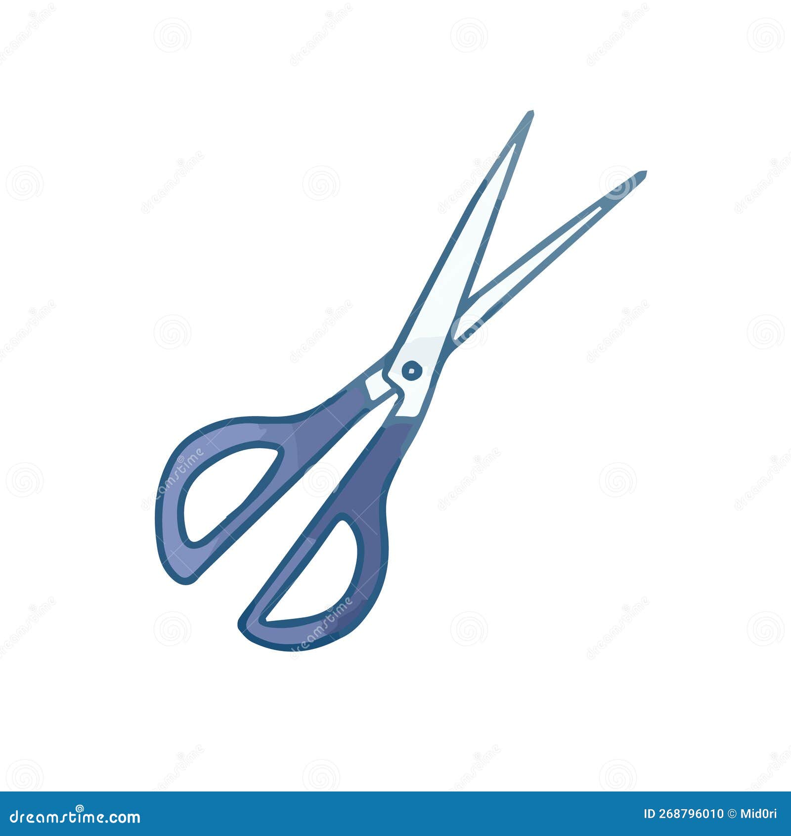 Hand Drawn Cute Isolated Open Blue Scissors Artwork Stock Vector Illustration of clipart, blue