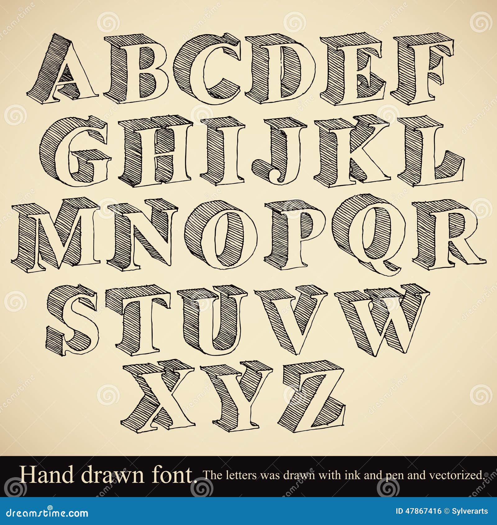 Hand drawn 3d font. stock vector. Illustration of grammar - 47867416