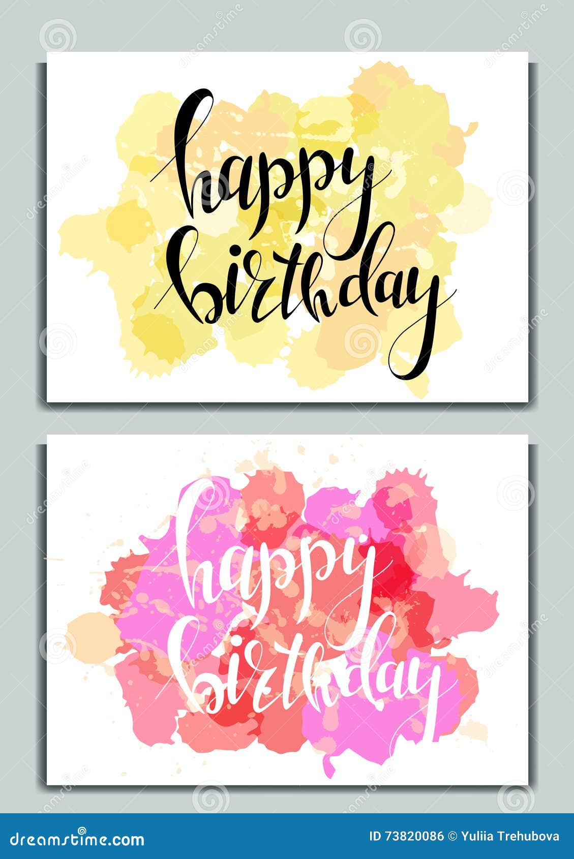 Hand Drawn Design. Happy Birthday Vintage Composition. Calligraphic Phrase  on Greeting Card Stock Vector - Illustration of hand, card: 73820086